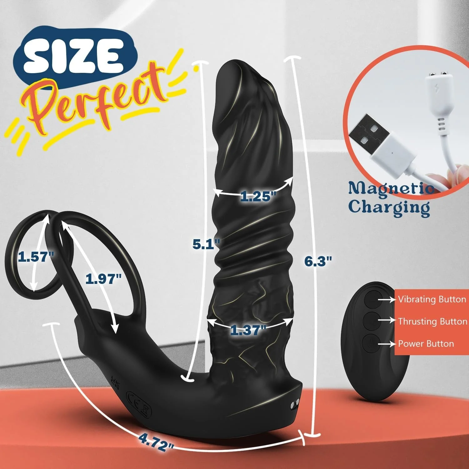 ApexSurge Thrusting Prostate Massager Cock Ring 9+9 Modes - Image 6