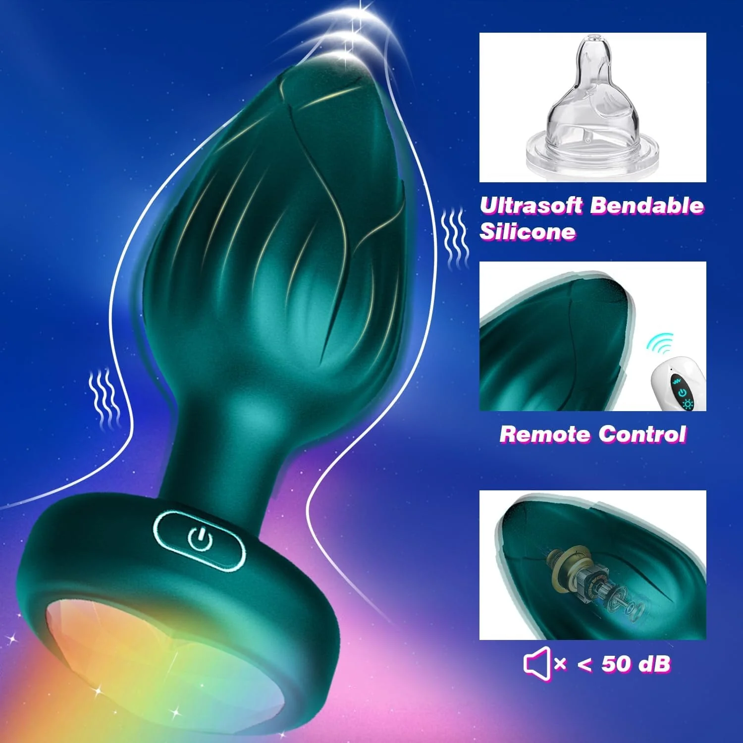AuroraPlug LED Light-Up Vibrating Butt Plug 10 Modes - Image 5