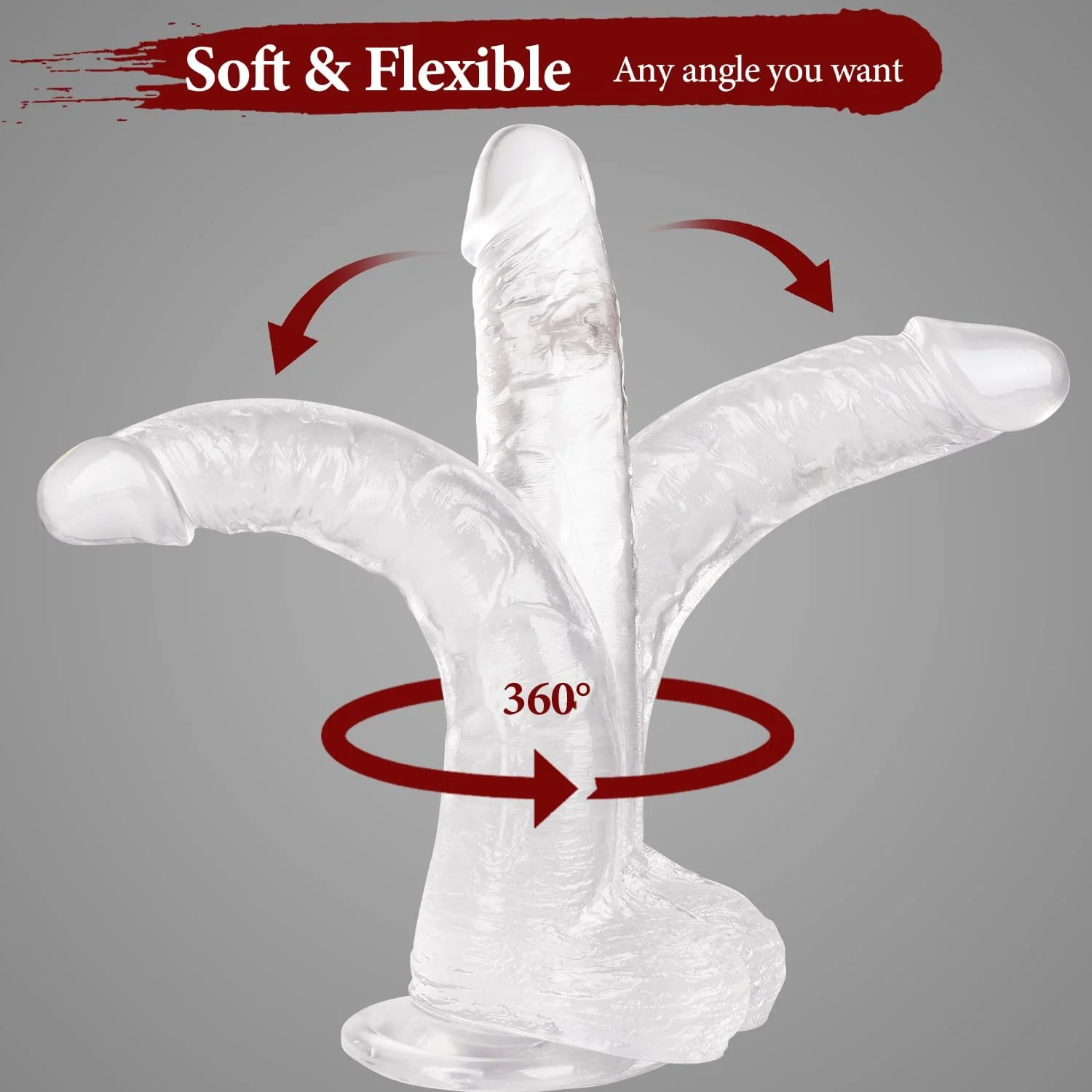 CrystalFlex 11.6" Realistic Clear Suction Base Dildo - Image 2