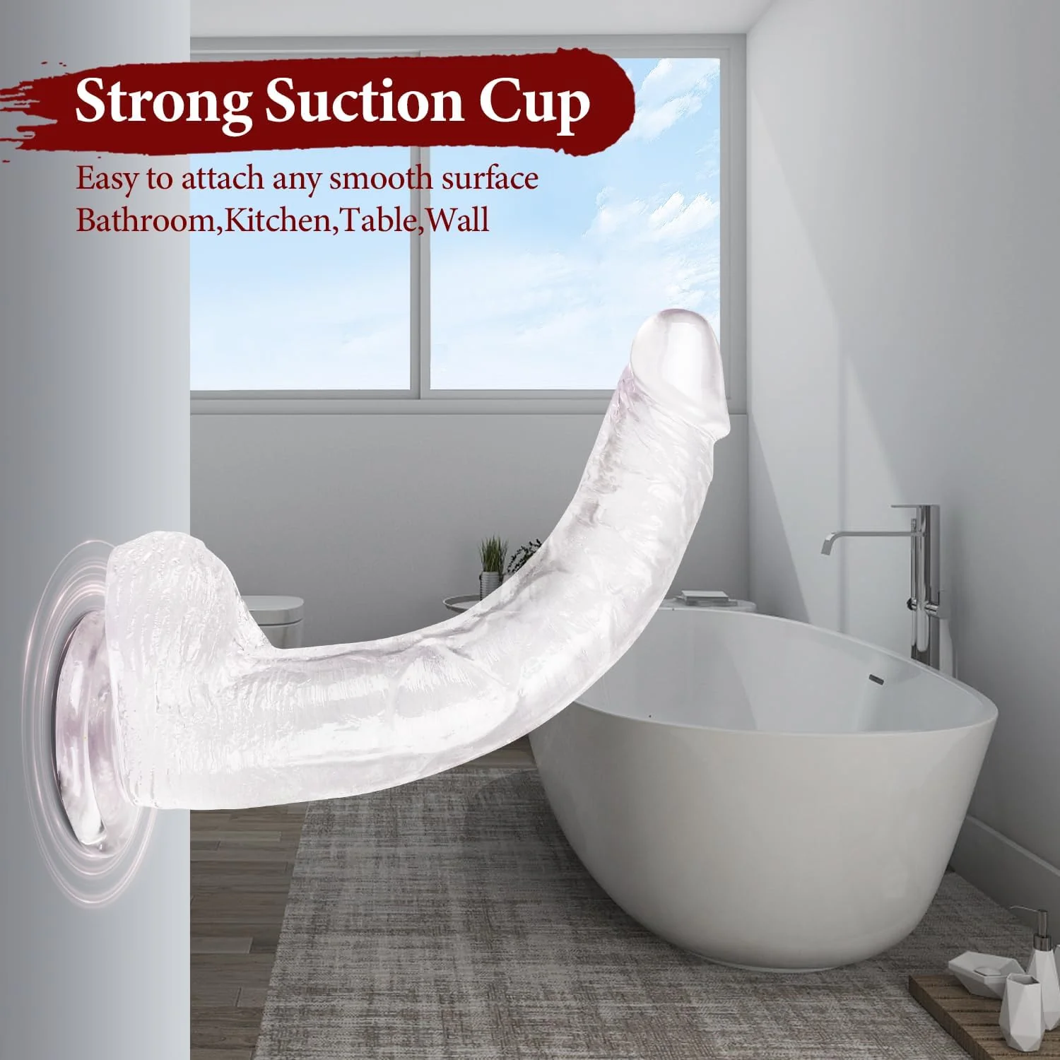 CrystalFlex 11.6" Realistic Clear Suction Base Dildo - Image 4