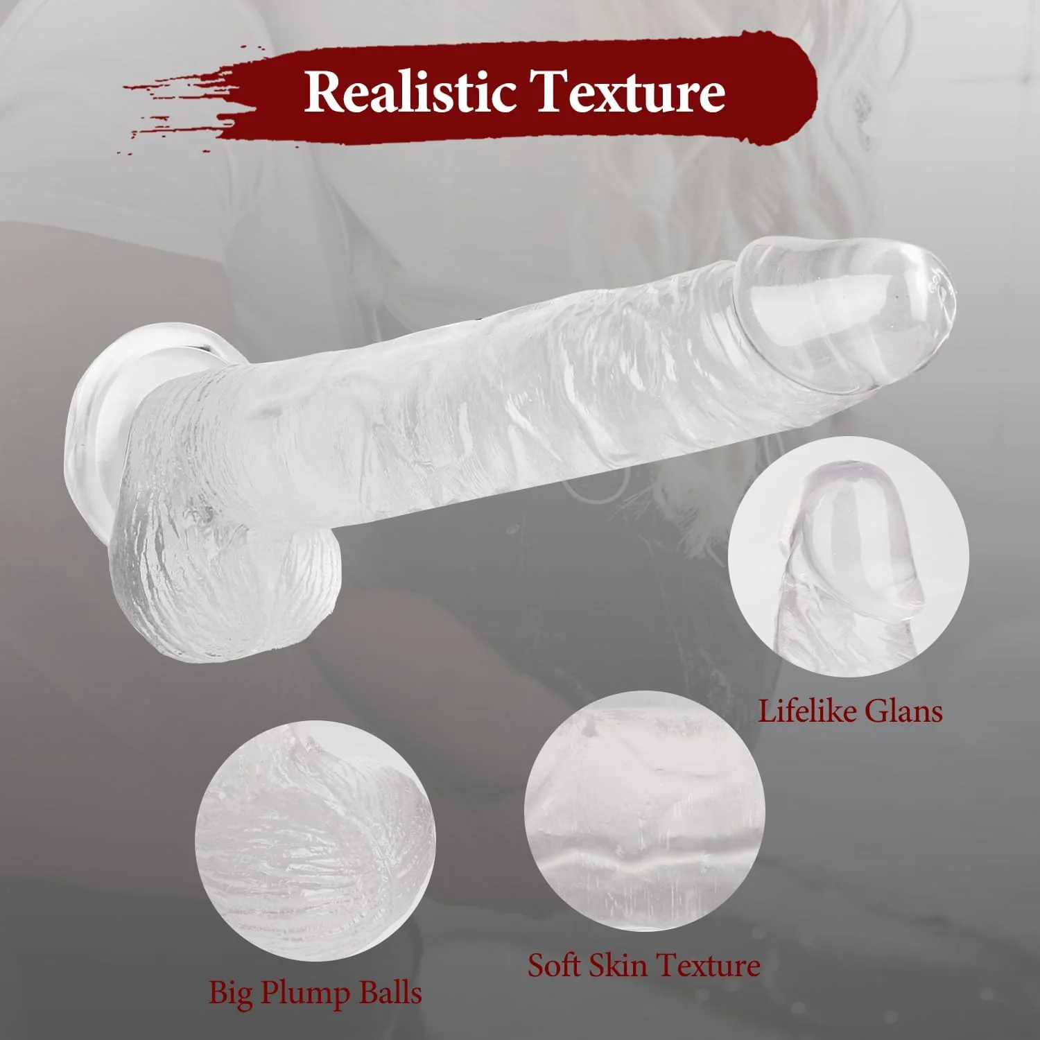 CrystalFlex 11.6" Realistic Clear Suction Base Dildo - Image 8