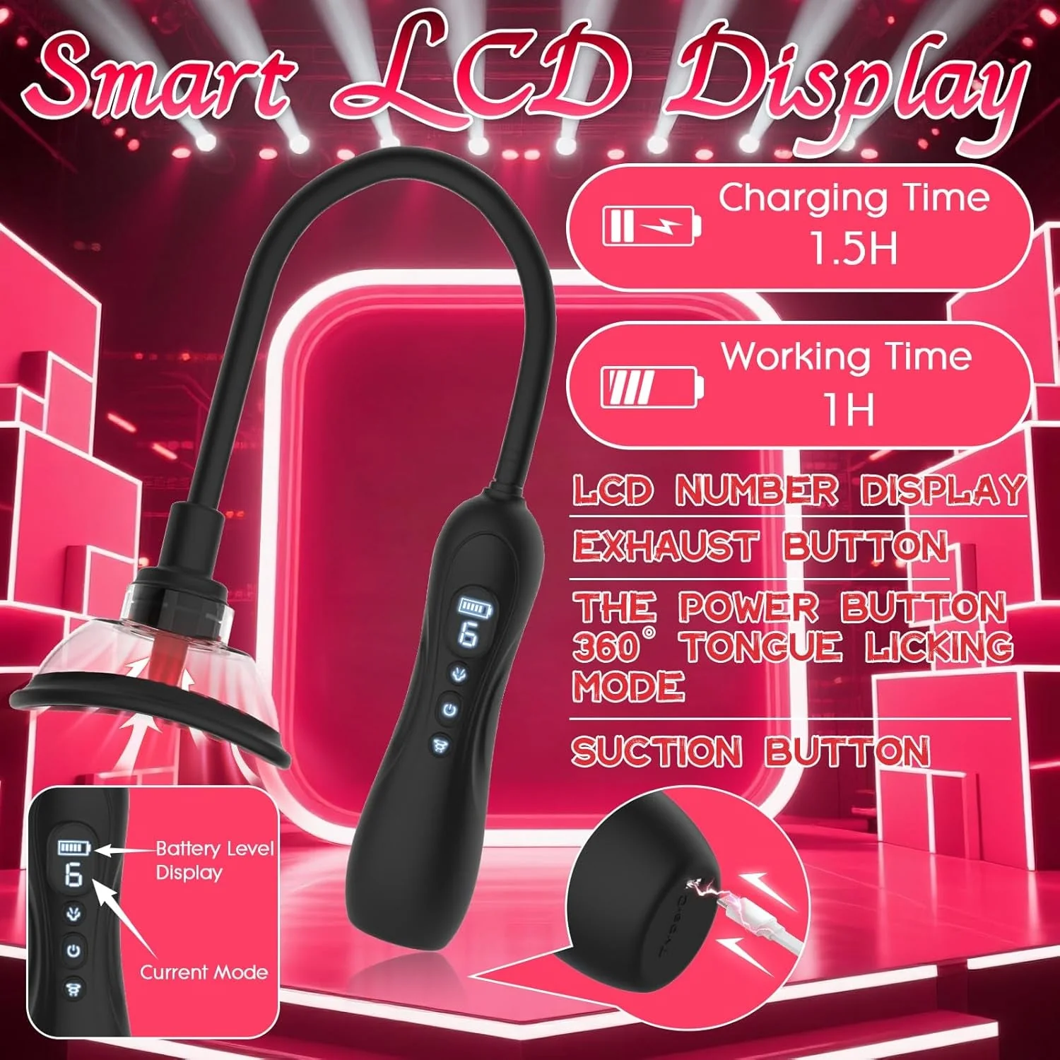 BlissPump Electric Pussy Pump with BDSM Nipple Clamps - Image 9