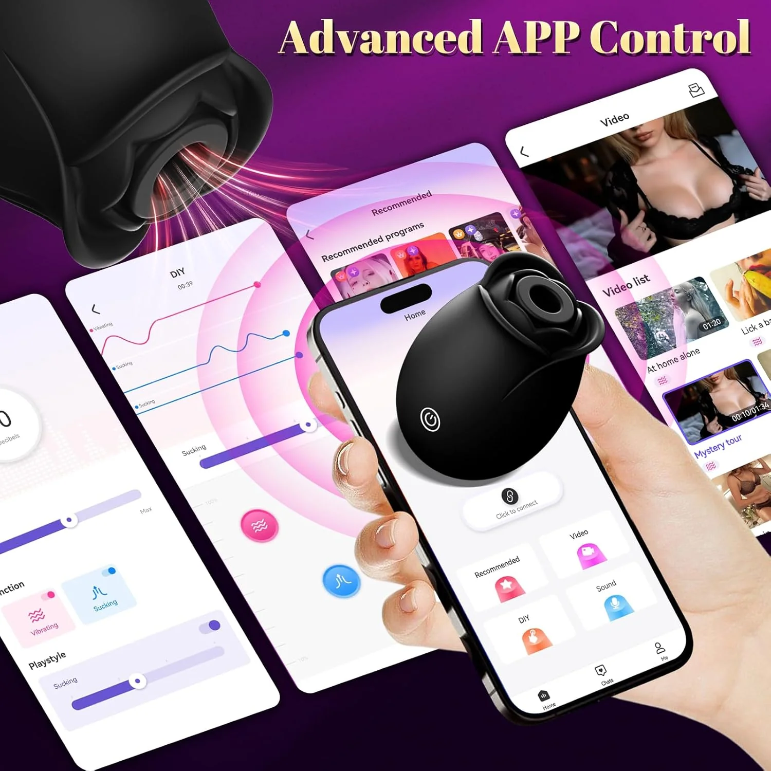BloomPulse App-Controlled Rose Dual Suction Vibrator - Image 4