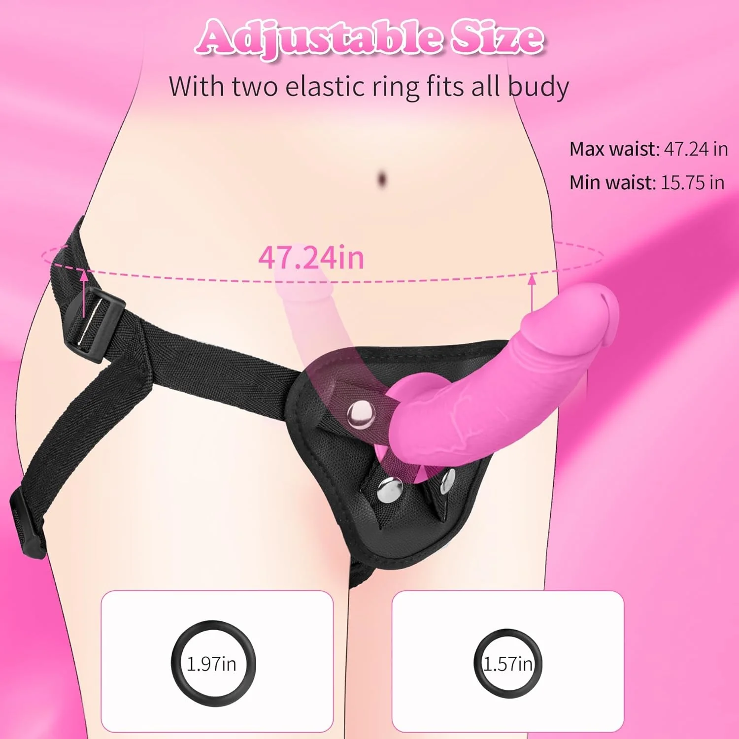 BlushDuo Double Ended Dildo Strap-On Adjustable Harness - Image 2