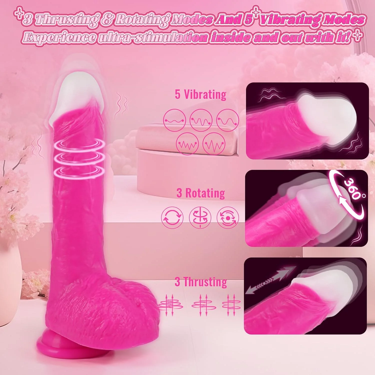 BlushThrust Triple Motion Dildo Vibrator - Image 3