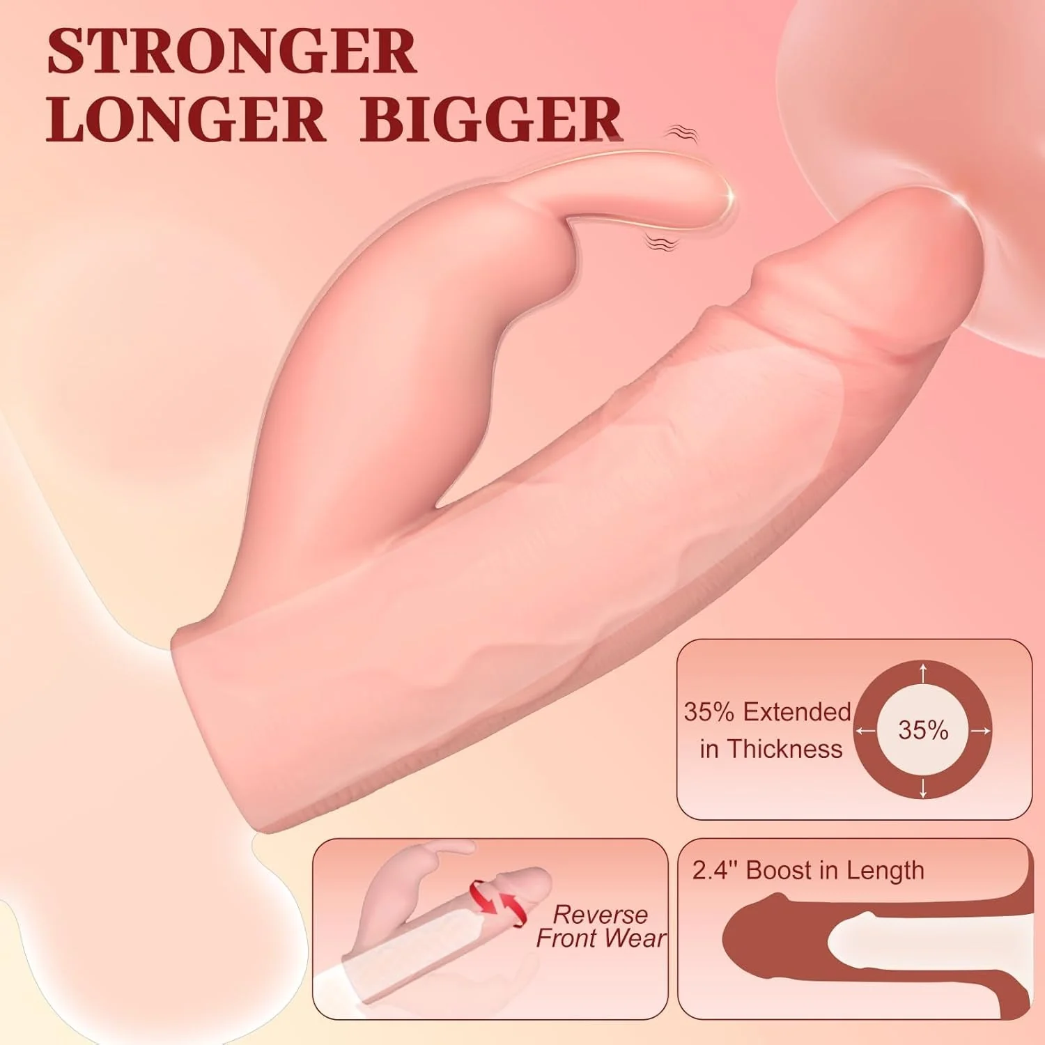 BunnyBoost Rabbit Vibrating Clit Stimulation Penis Sleeve - Image 4