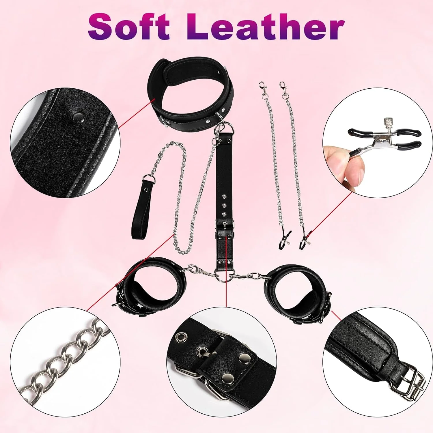 CommandLine 4-in-1 Neck-to-Wrist BDSM Restraint Set - Image 2