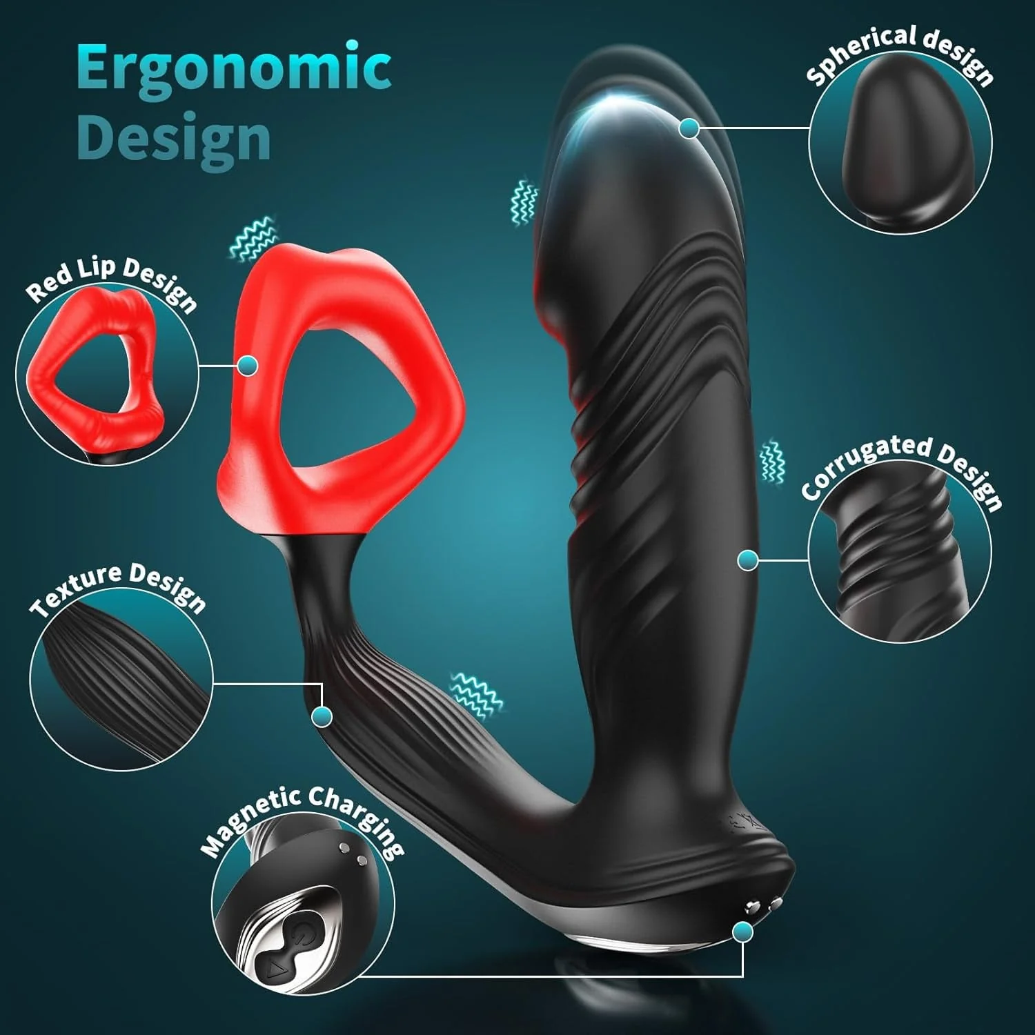CrimsonLips Prostate Massager Cock Ring 9+9 Modes - Image 6