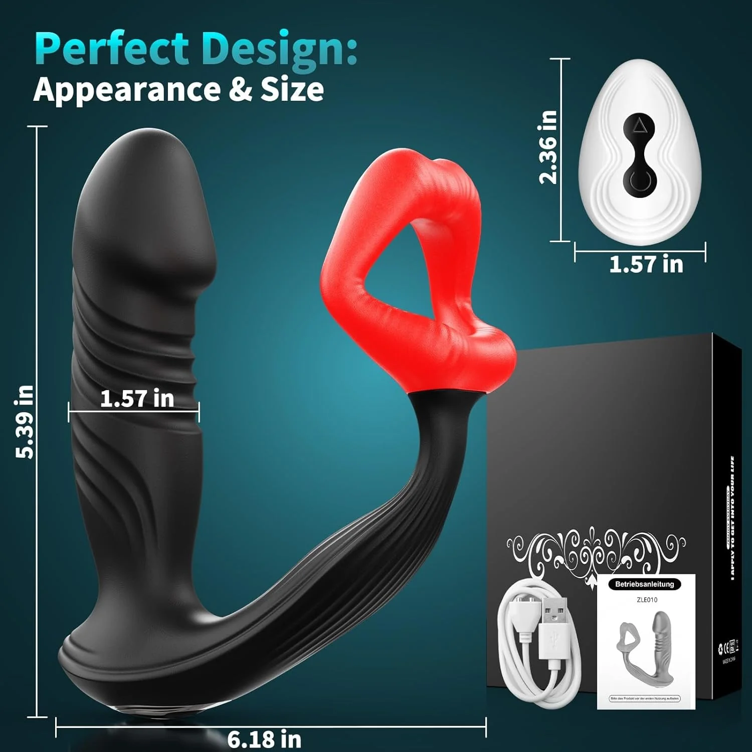 CrimsonLips Prostate Massager Cock Ring 9+9 Modes - Image 8
