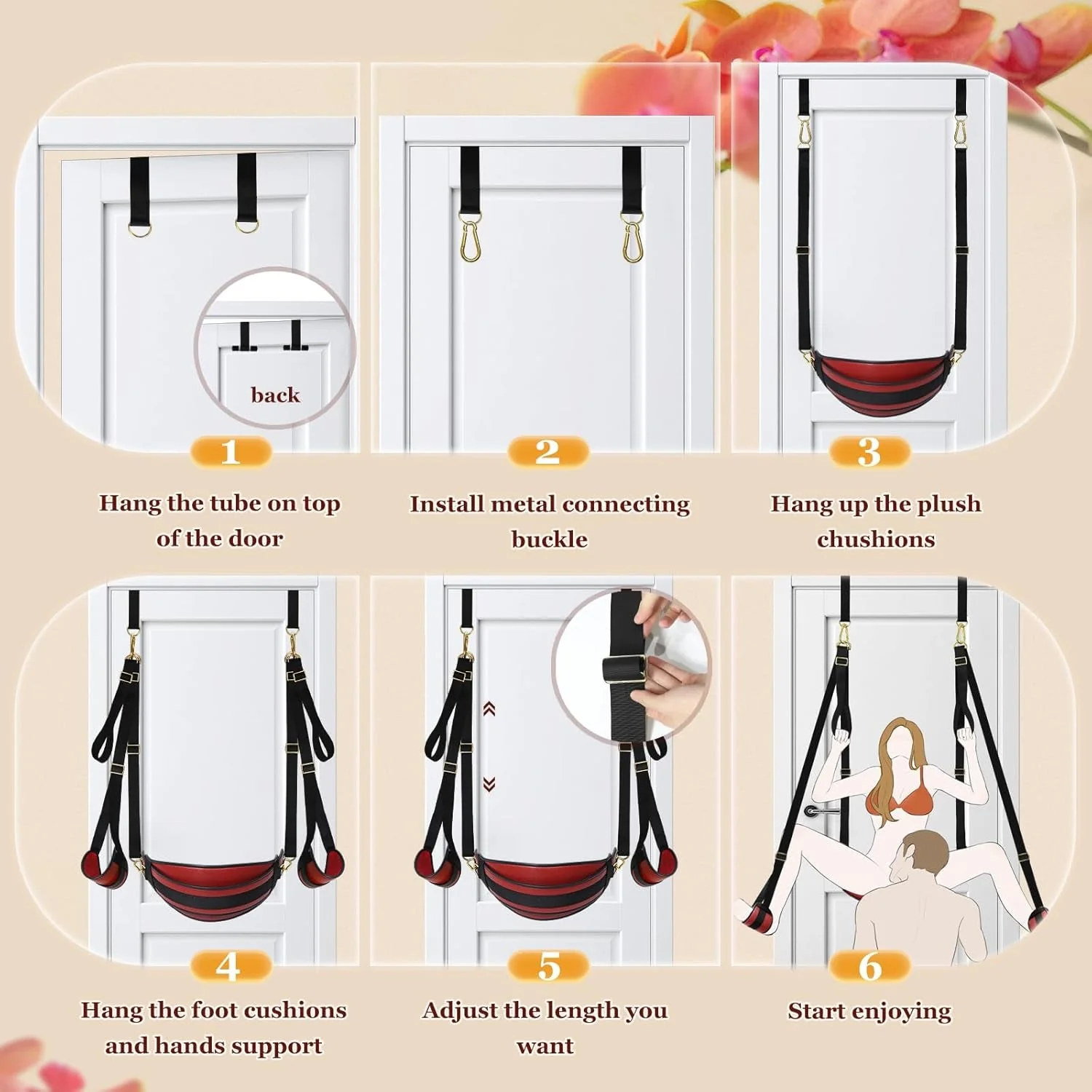 CrimsonLock Door & Thigh Restraints Sex Swing - Image 10