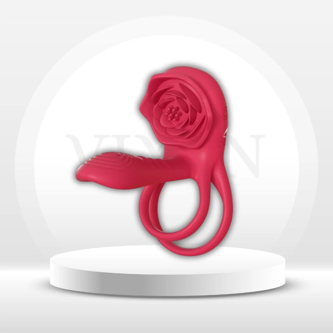 CrimsonQuartet Vibrating Cock Ring Clit Stim Sleeve 9 Modes