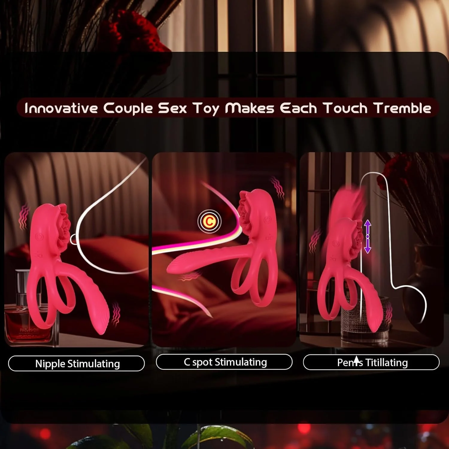 CrimsonQuartet Vibrating Cock Ring Clit Stim Sleeve 9 Modes - Image 6