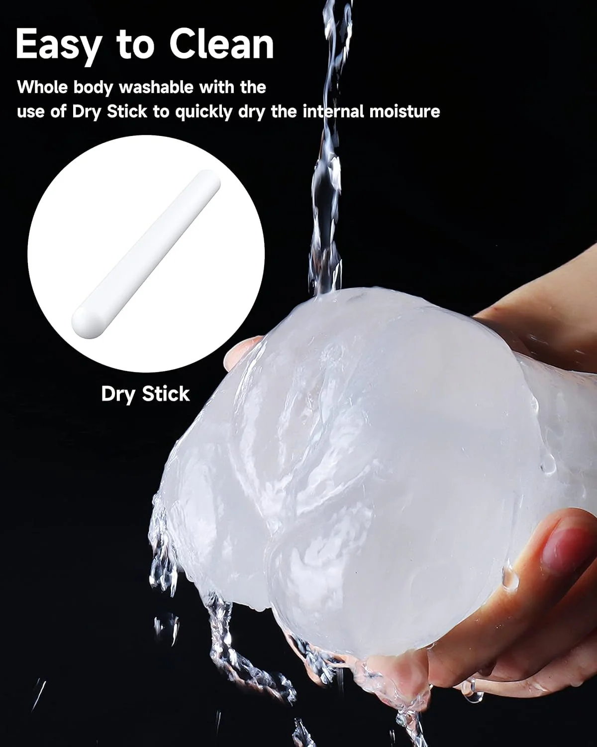 CrystalGrip Transparent 3-in-1 Pocket Pussy Male Stroker - Image 2