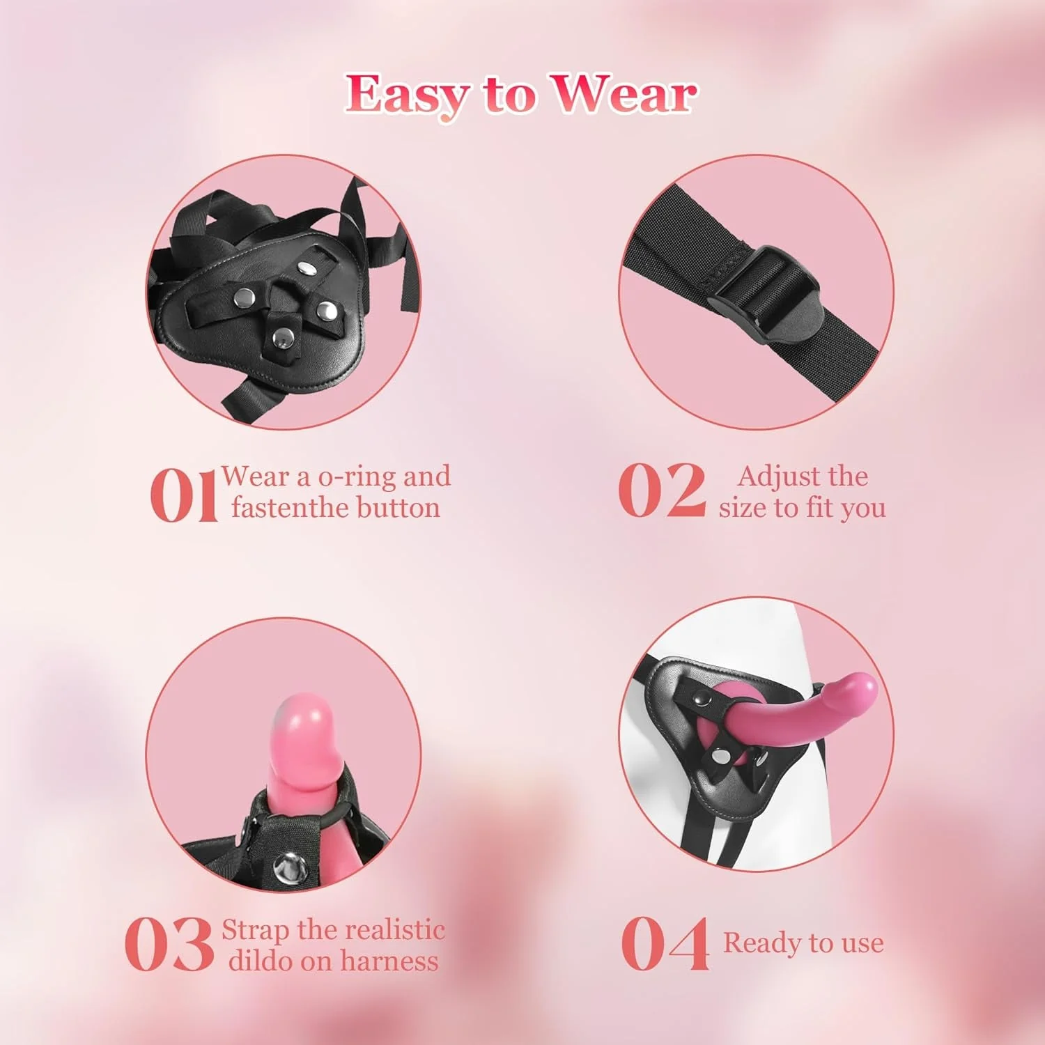 CurveCraze 7" Curved Silicone Strap-On Dildo & Harness - Image 5