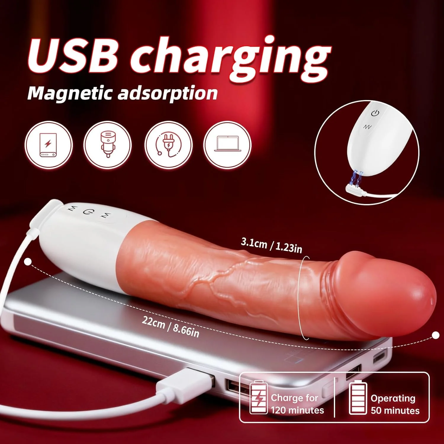 CyanStroke 8.4â Thrusting G-Spot Vibrator Dildo - Image 8