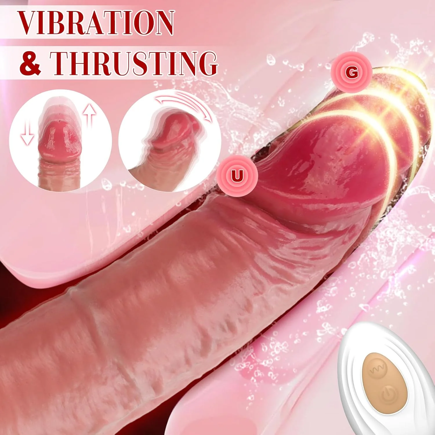 DaddyThrust Realistic Vibrating & Thrusting Silicone Dildo - Image 3