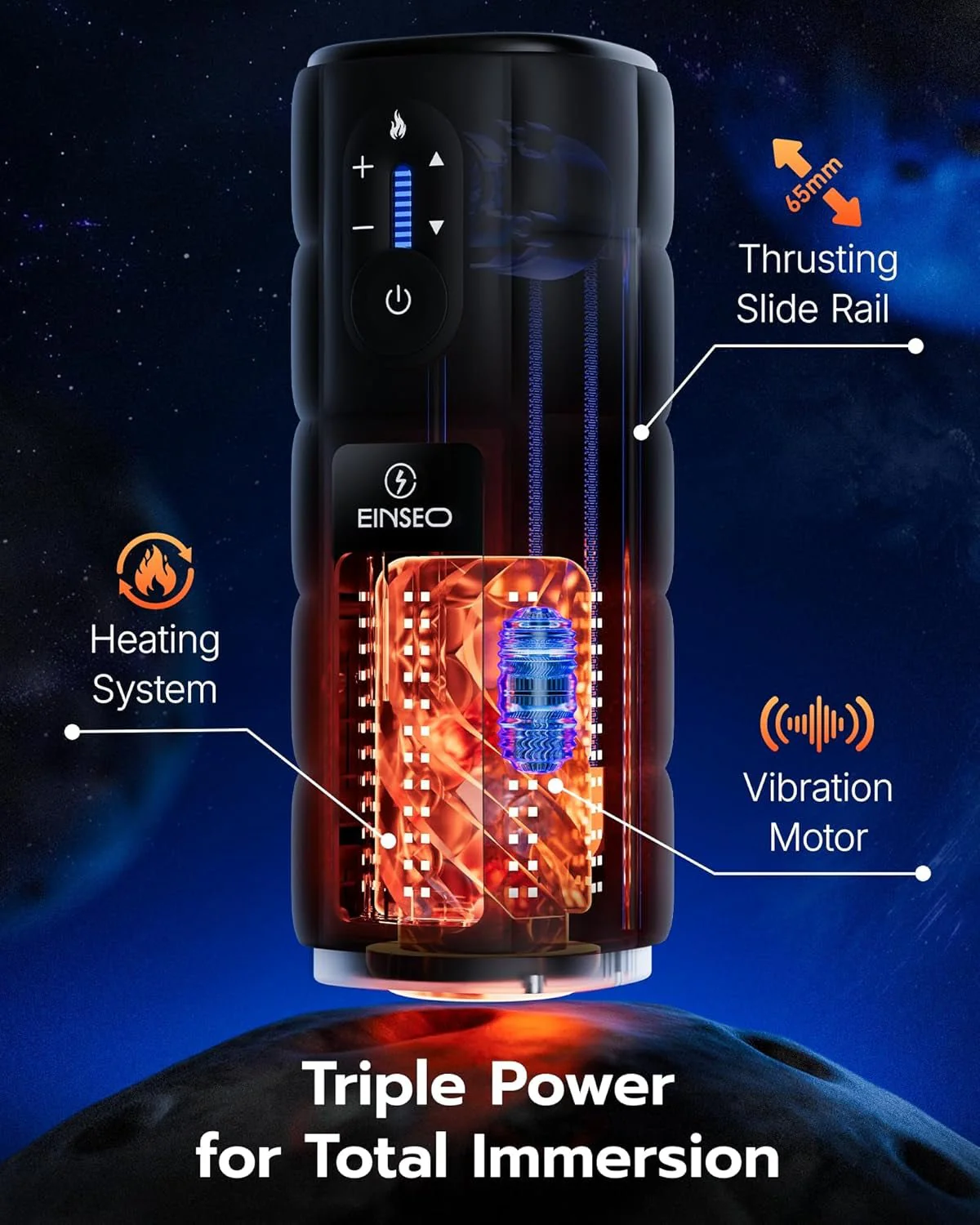 DeepDrive Thrusting Heated Male Masturbator Stroker 65mm Depth - Image 4