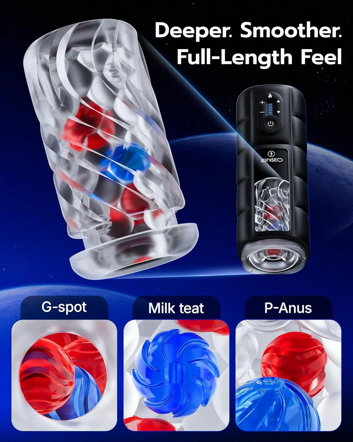 DeepDrive Thrusting Heated Male Masturbator Stroker 65mm Depth - Image 5
