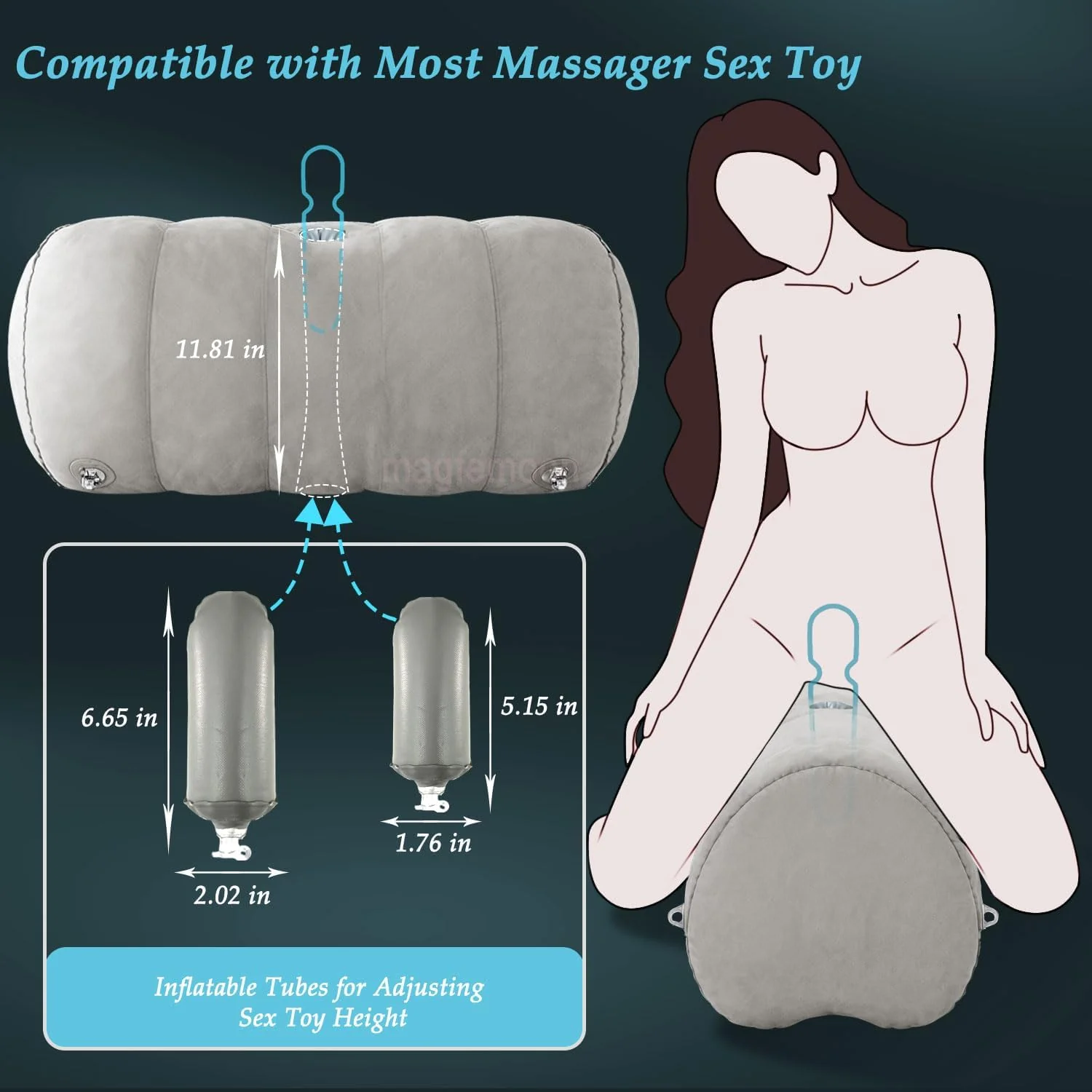 Heart-Shaped Inflatable Bondage Pillow | Toy Mount Cushion with Cuffs, Straps & Clamps | Bedroom Wedge Kit for Couples - Image 5