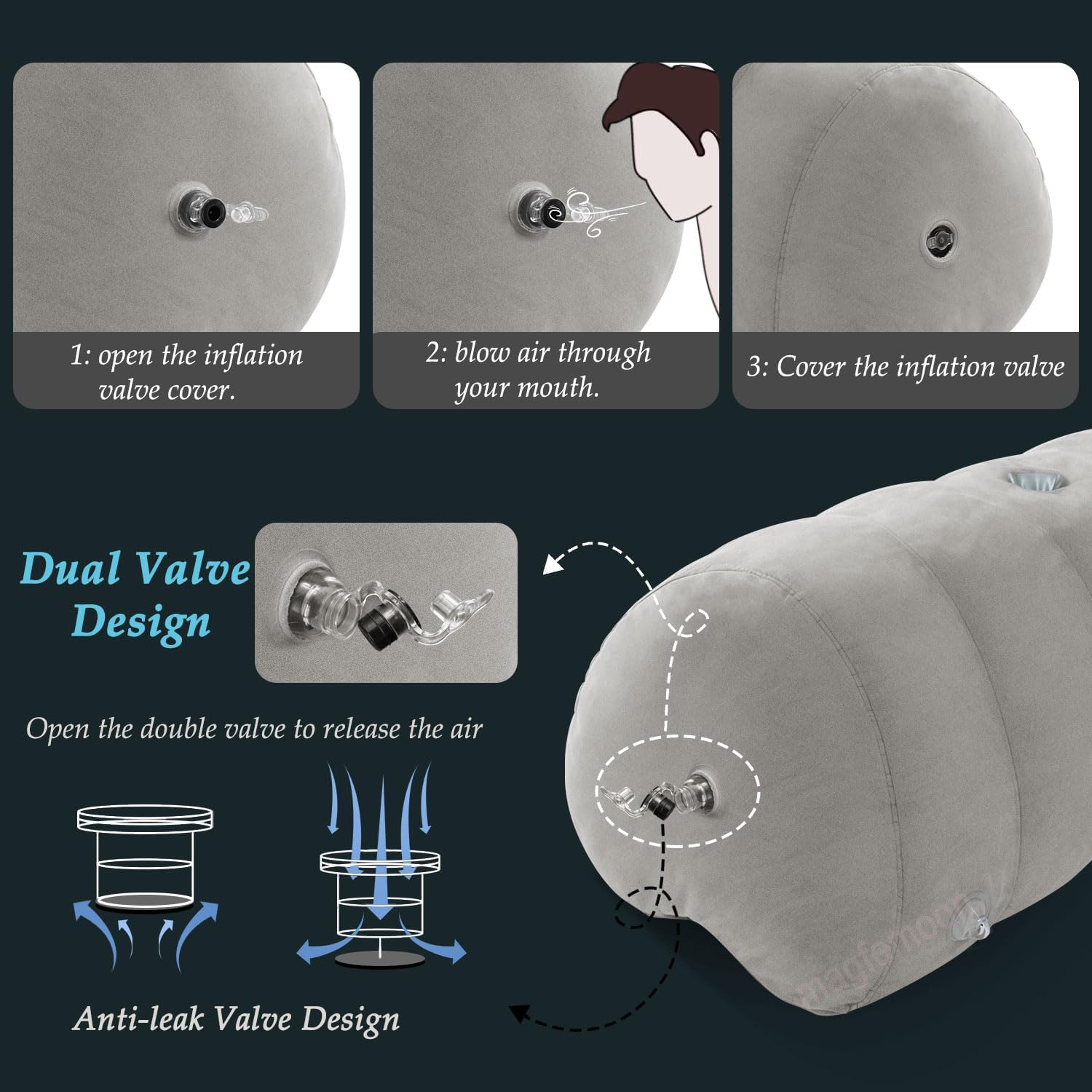 Heart-Shaped Inflatable Bondage Pillow | Toy Mount Cushion with Cuffs, Straps & Clamps | Bedroom Wedge Kit for Couples - Image 7