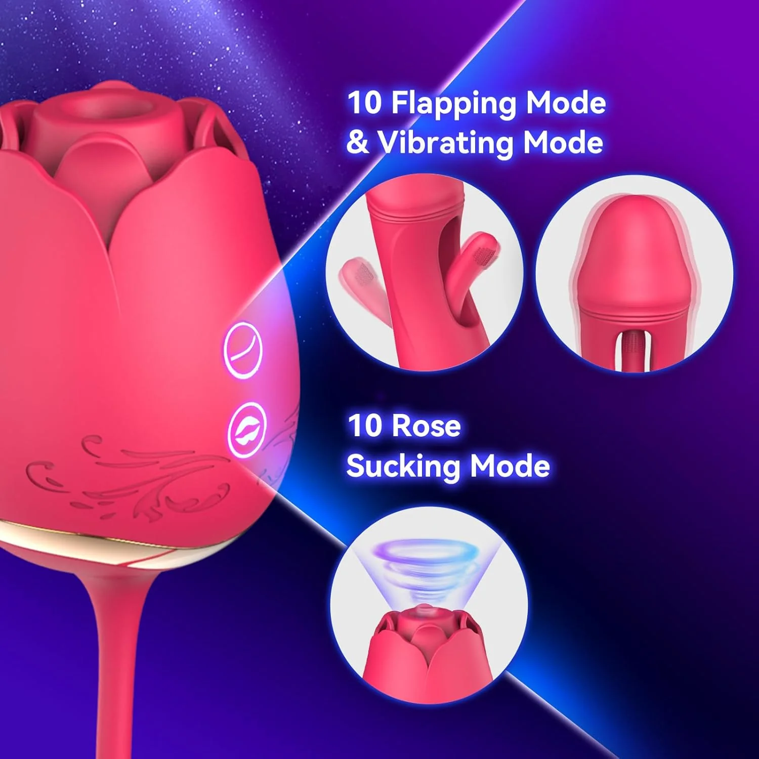 DoubleTrouble Rose Flapping Vibrator & Clitoral Suction - Image 7
