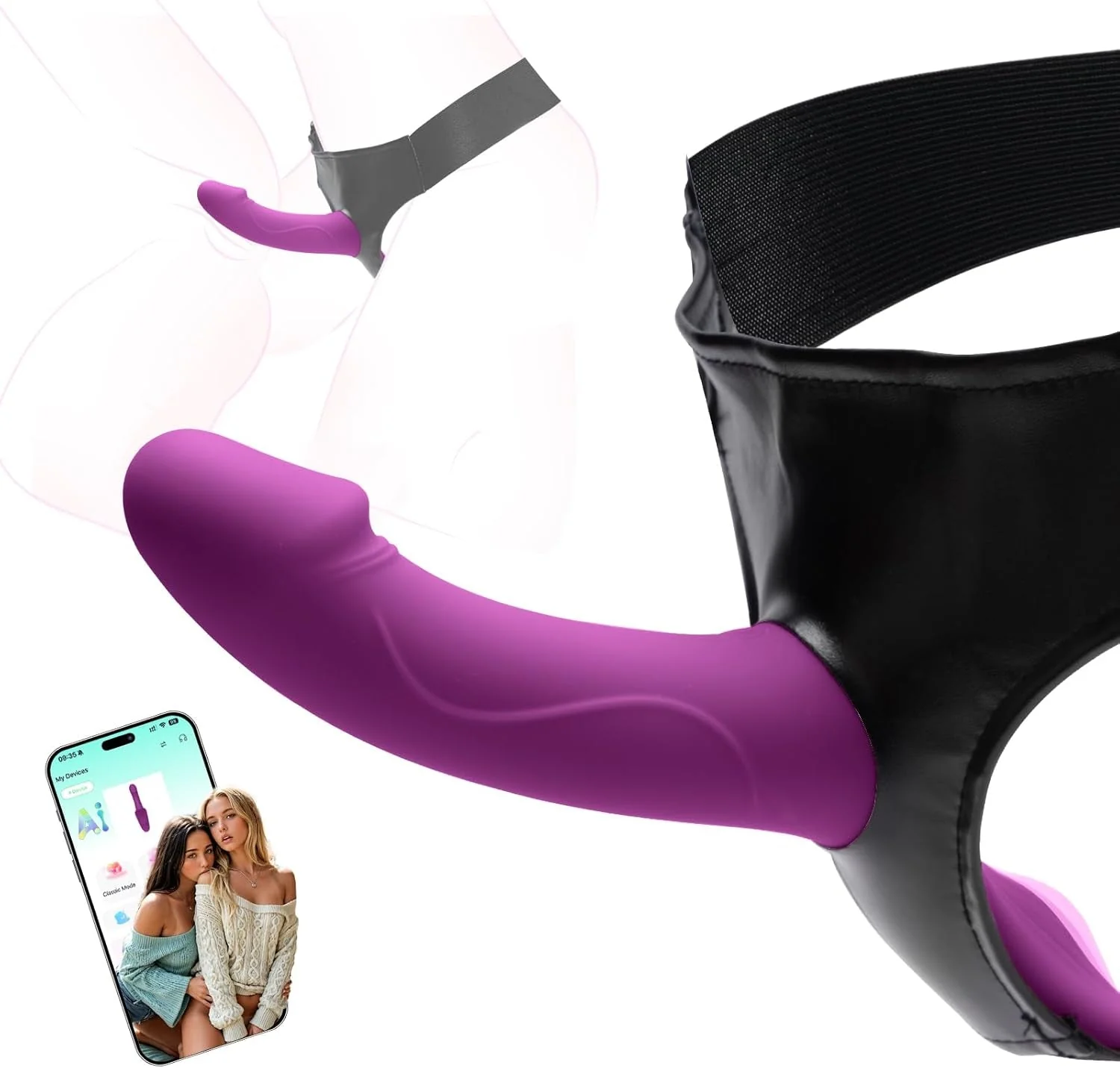 DualBliss App-Control Vibrating Strap-On Dildo Harness - Image 2