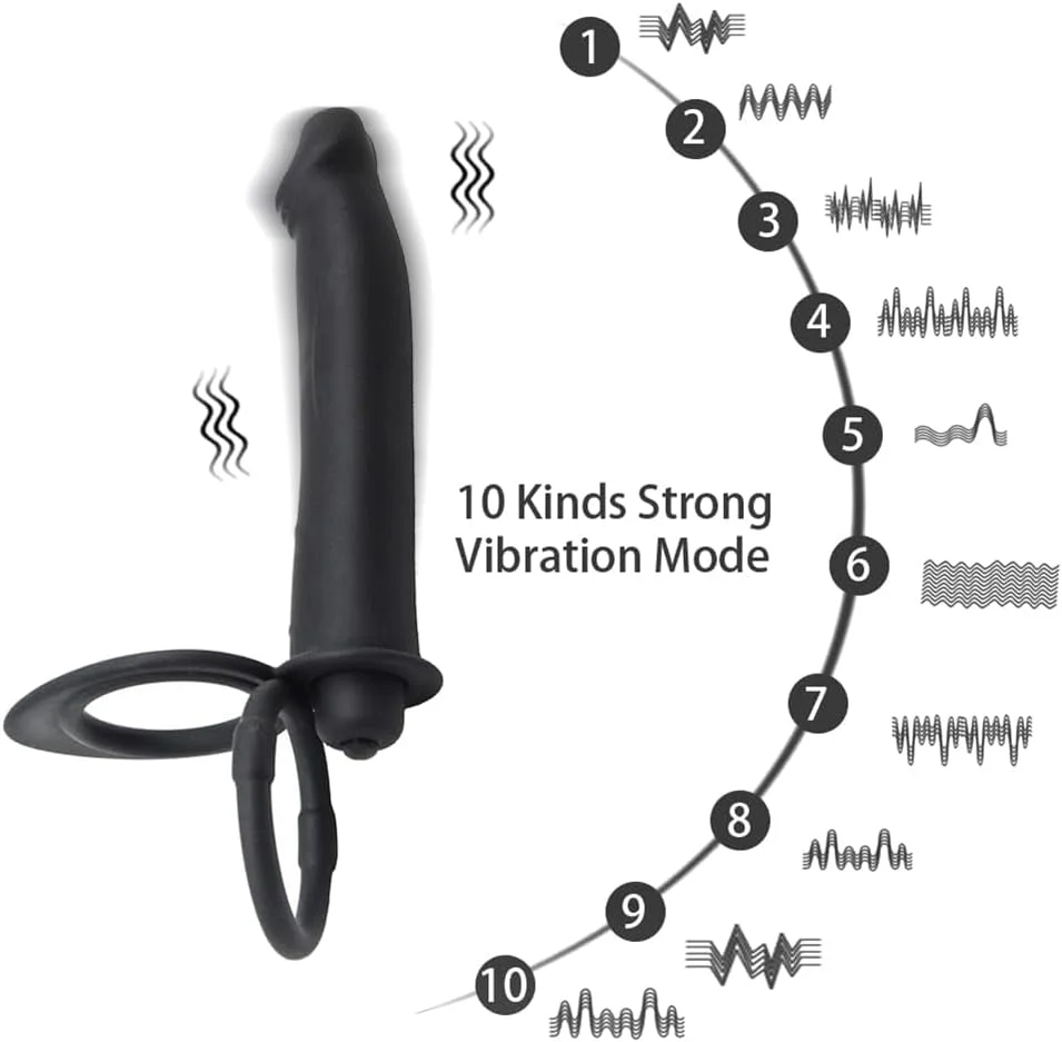 DualRing Vibrating Strap-On Plug with Cock Rings - Image 2