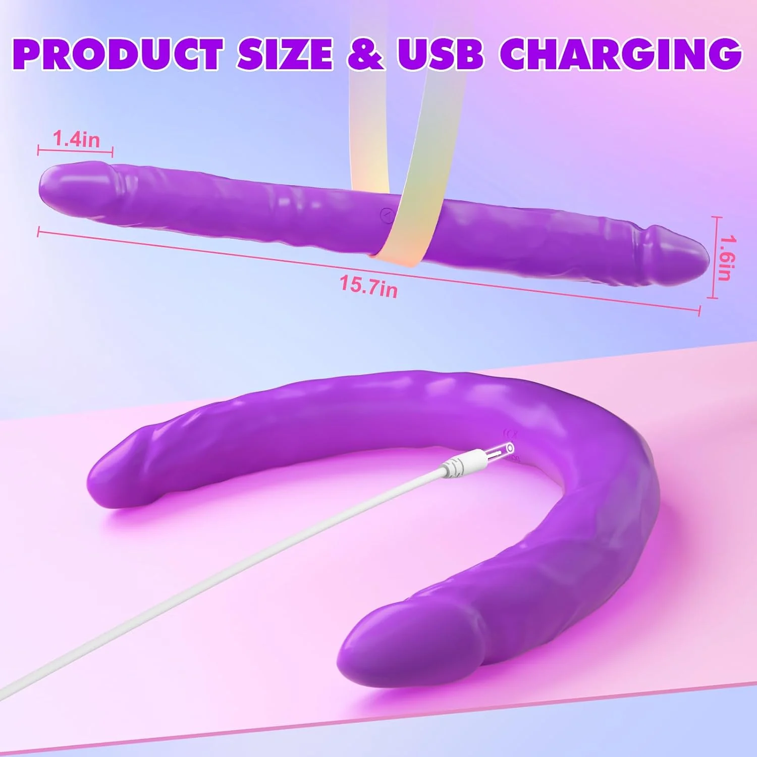 DualVibe 15.7" Double-Ended Dildo Vibrator - Image 5