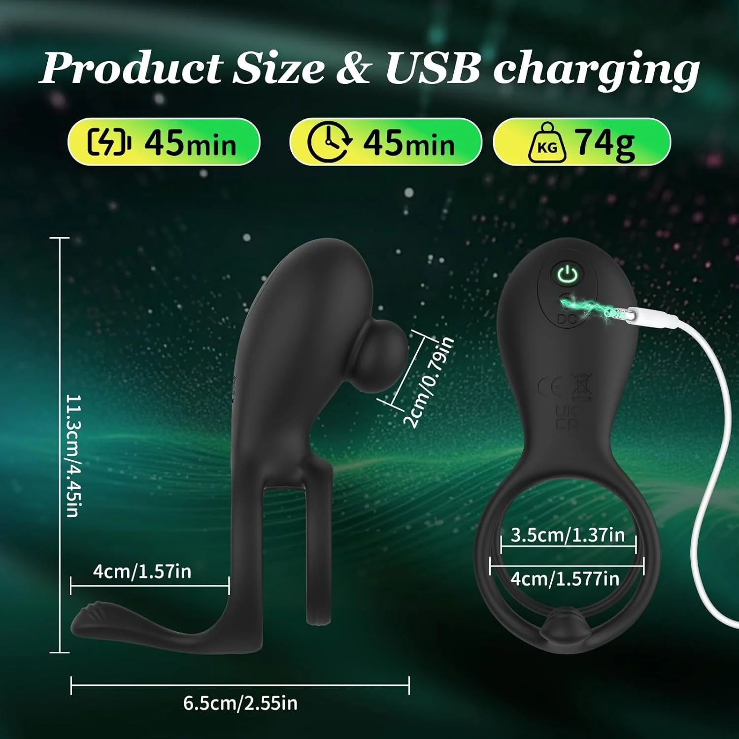 DuoGrip Vibrating Penis & Testicle Clit Stimulation Cock Ring - Image 5