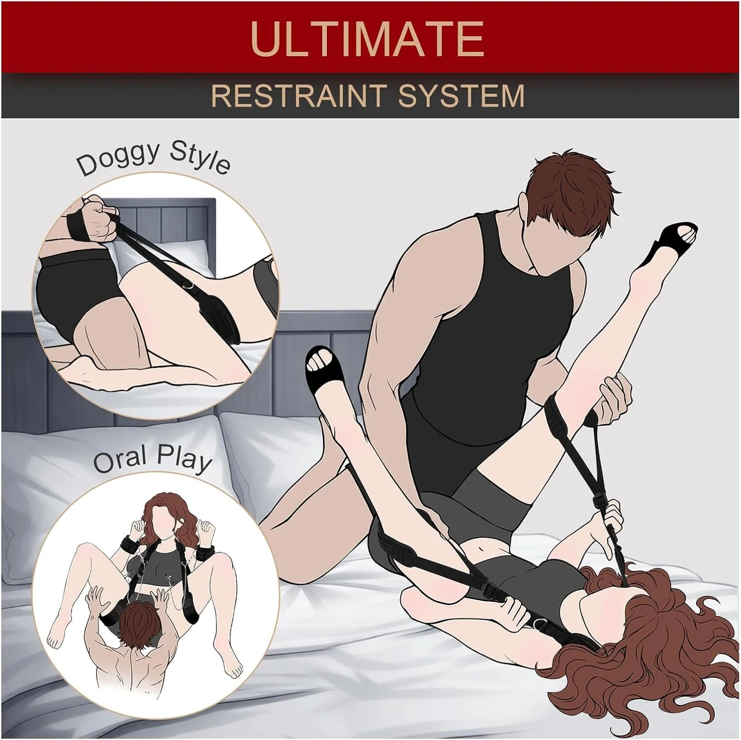 EffortlessAngle Neck-to-Thigh Bondage Sling – Cuffs & Nipple Clamps - Image 3