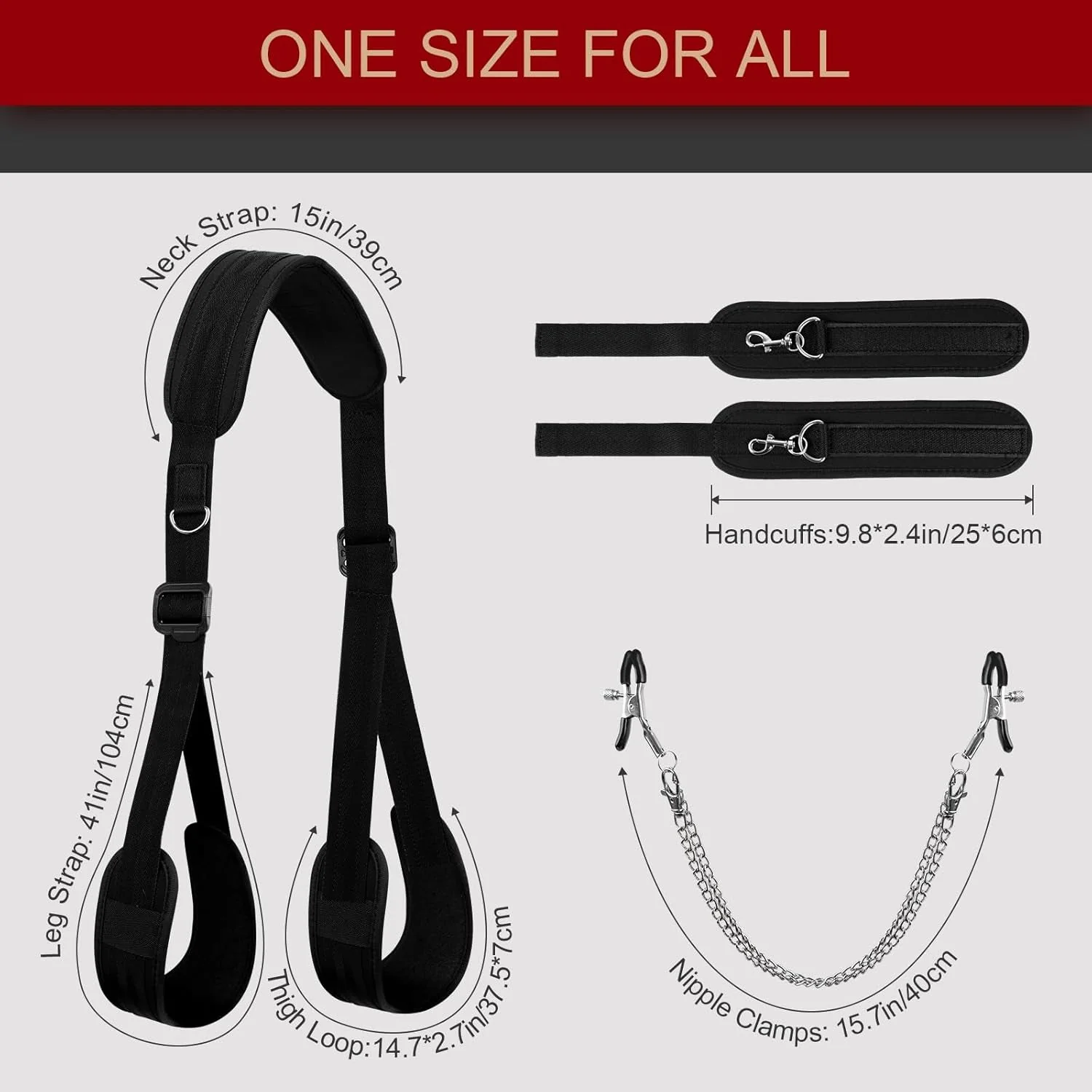 EffortlessAngle Neck-to-Thigh Bondage Sling – Cuffs & Nipple Clamps - Image 7