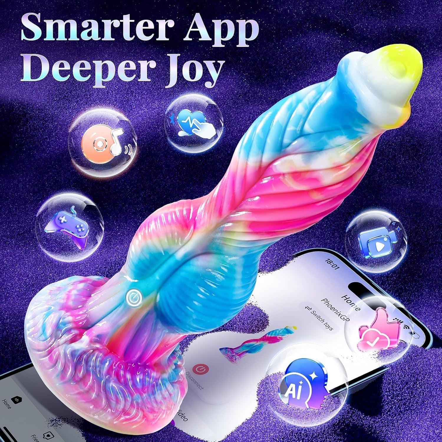 FireBird App-Control Thrusting Fantasy Dildo 10.2" - Image 4