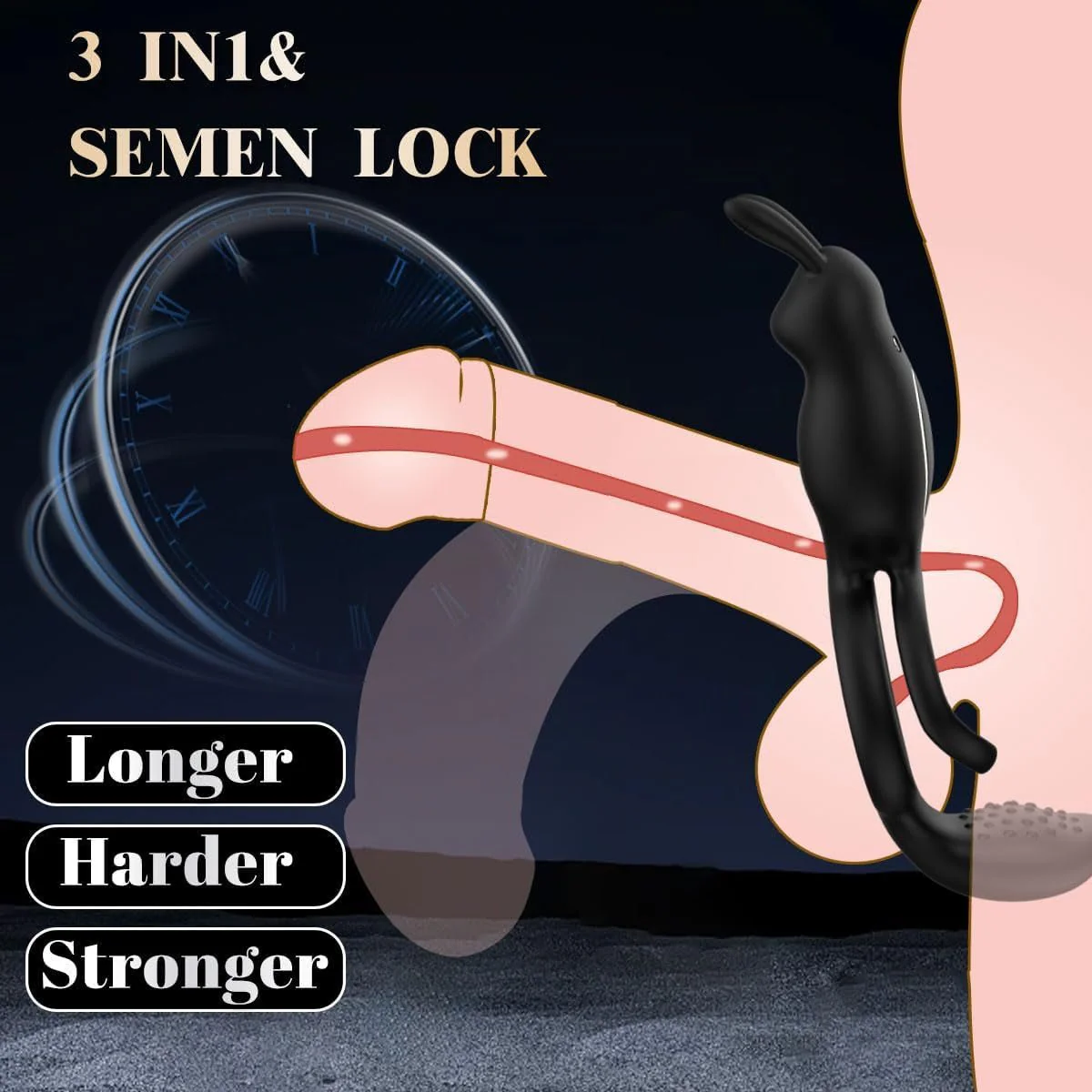 FlexBond Vibrating Cock Ring with Rabbit Clit Stimulator - Image 3
