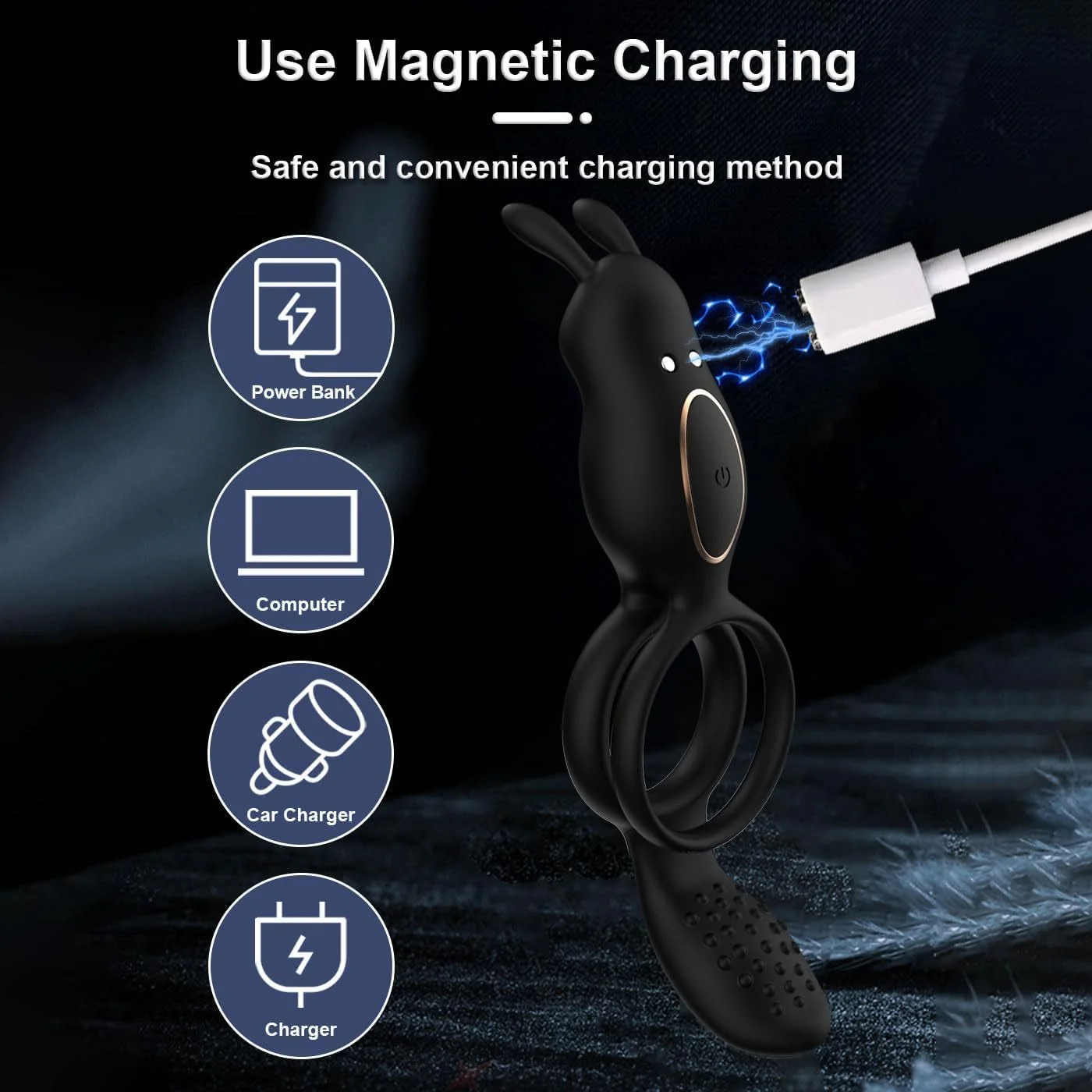 FlexBond Vibrating Cock Ring with Rabbit Clit Stimulator - Image 5
