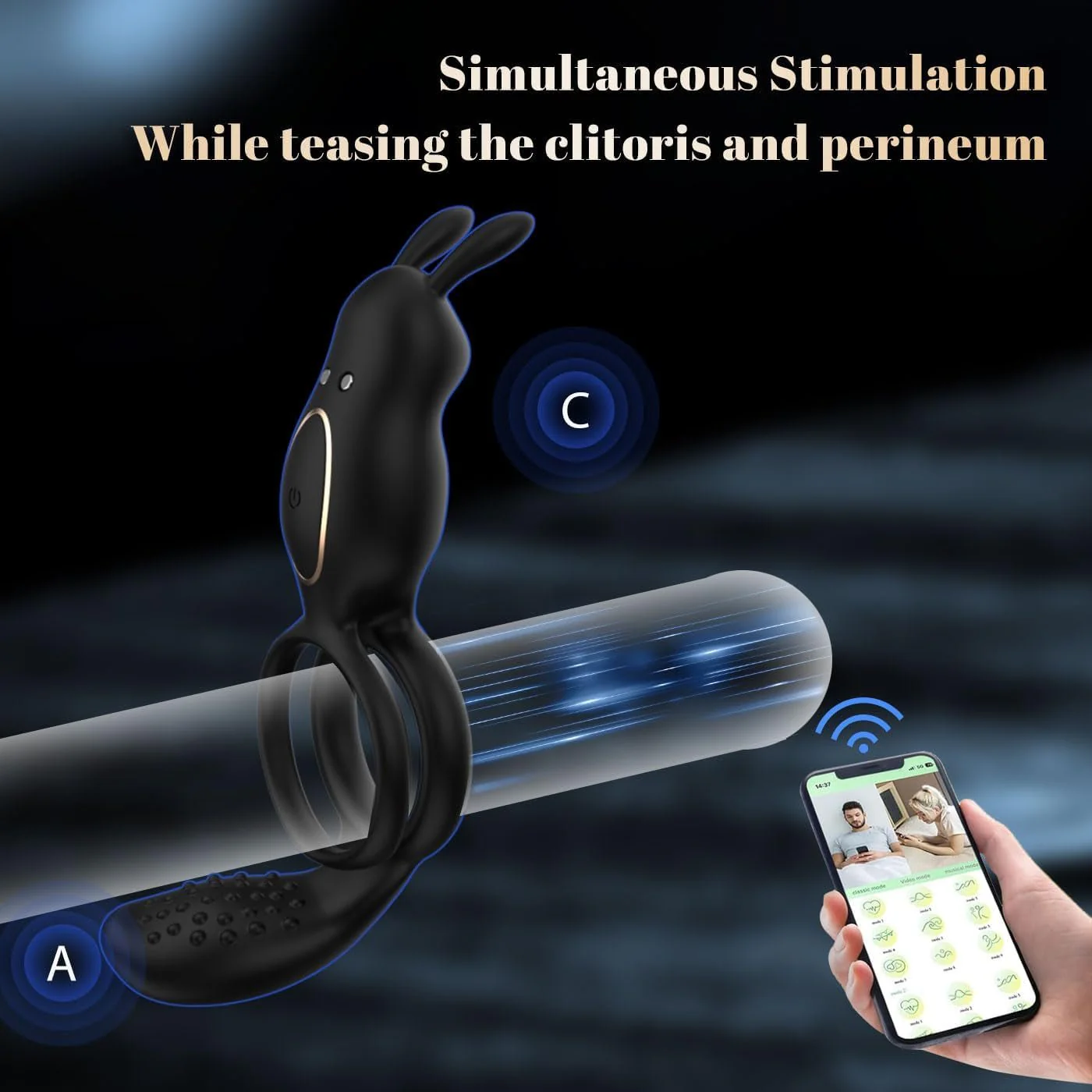 FlexBond Vibrating Cock Ring with Rabbit Clit Stimulator - Image 6