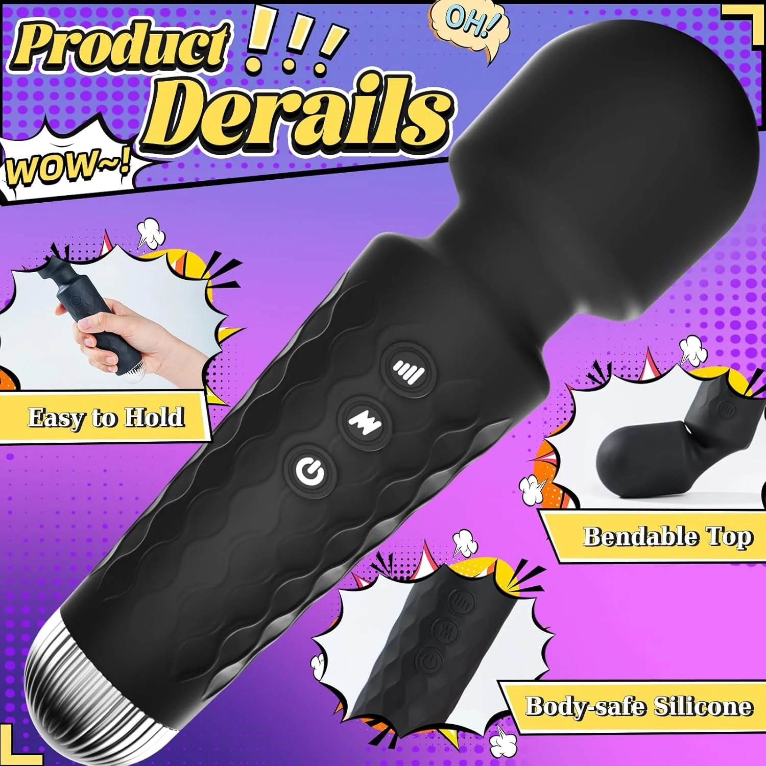 FlexVibe 20-Mode Wand Vibrator - Image 3