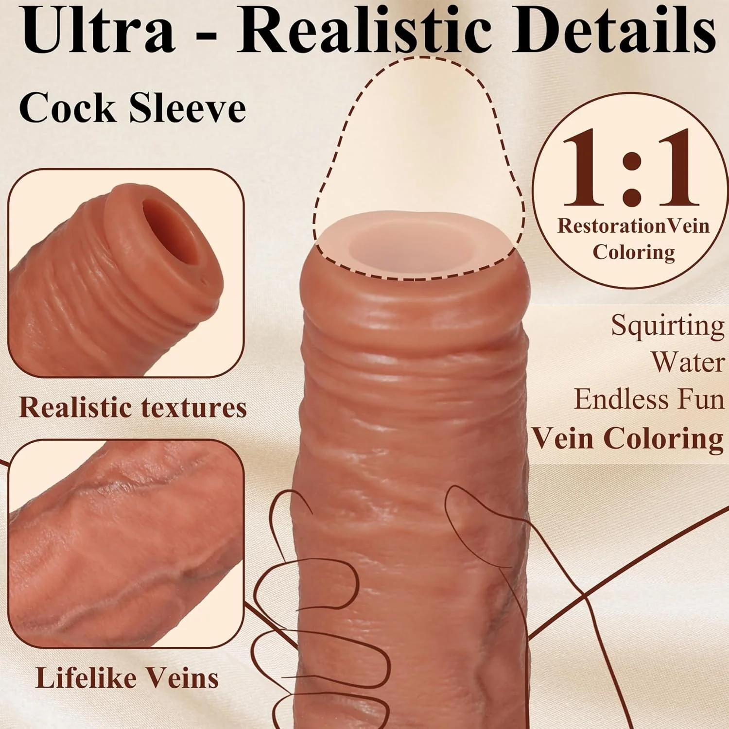 FlowFit Realistic Squirting Penis Sleeve - M - Image 4