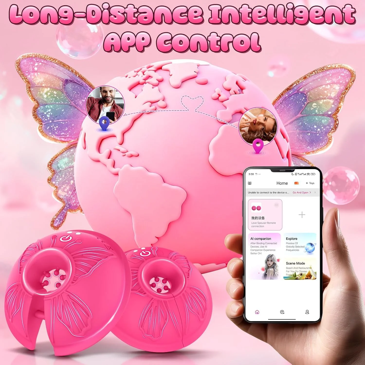 FlutterClamp Vibrating Nipple Clamps with App/Remote Control - Image 4