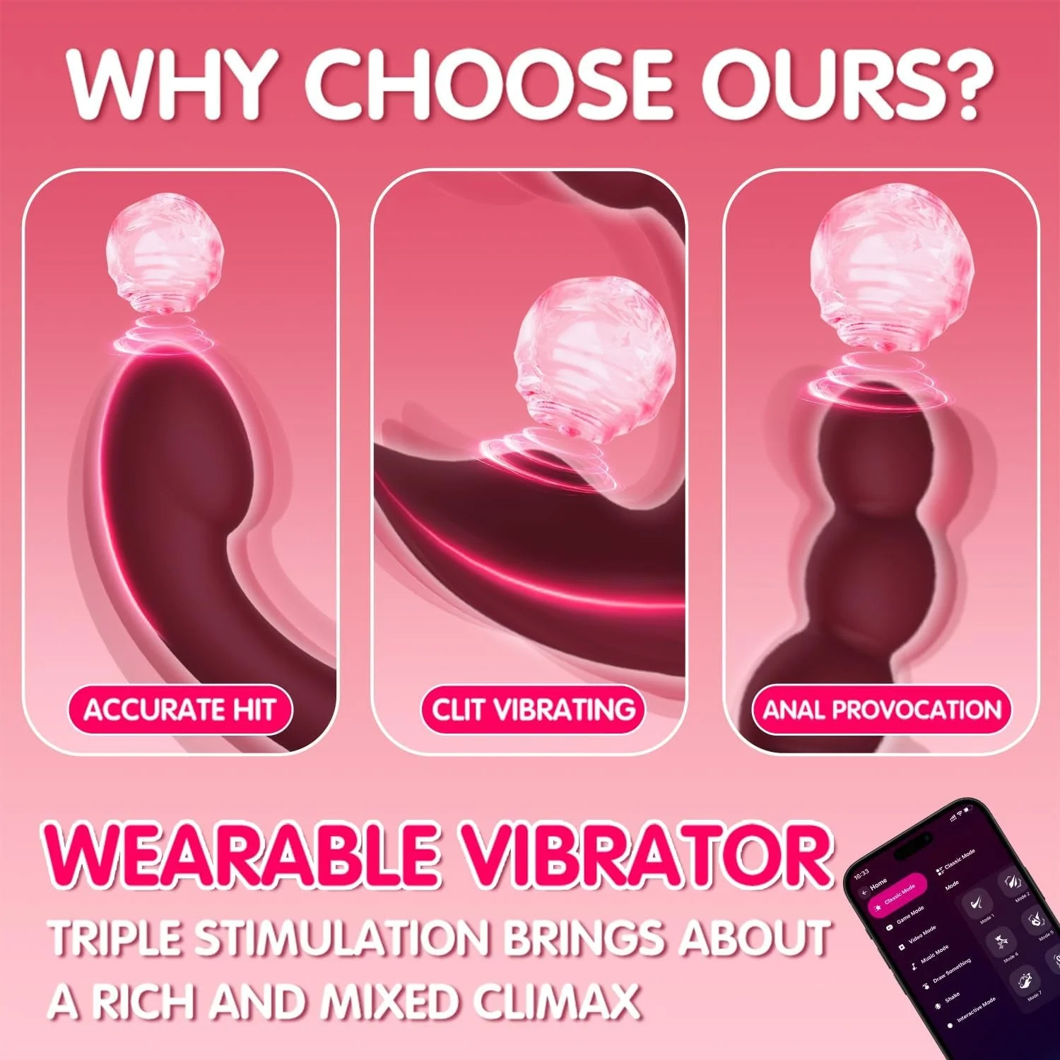 FlutterLink App Control Wearable Triple Stim Panty Vibrator - Image 3