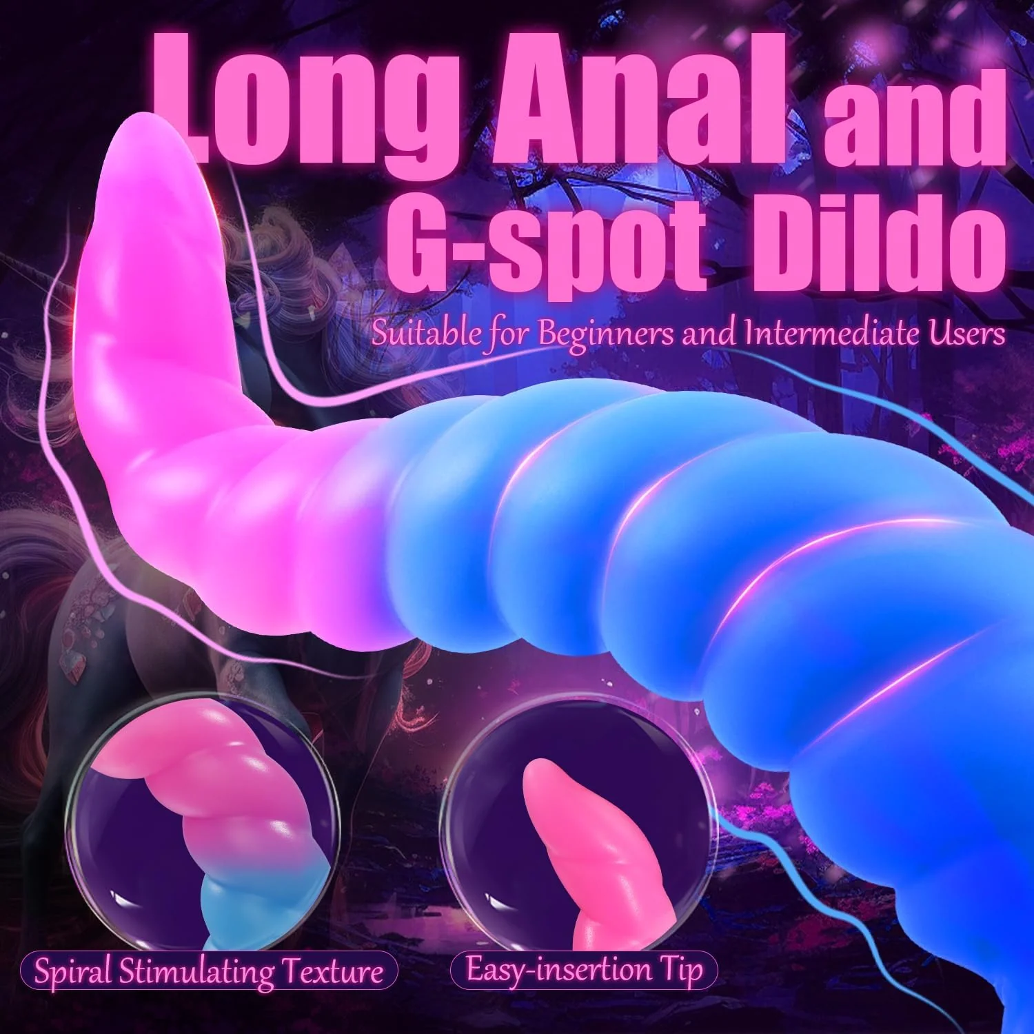 GlowSerpent Spiral Glow Anal Dildo | Strong Suction Cup - Image 2