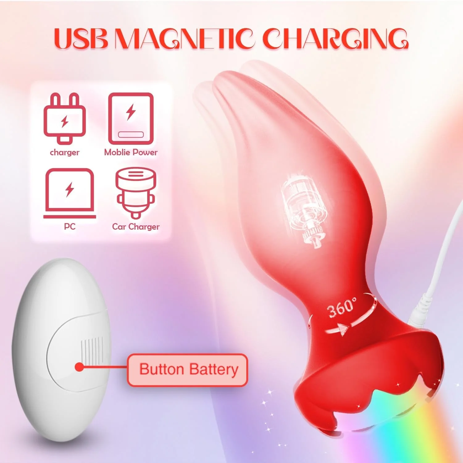 GlowTwirl 360° Rotating Anal Plug Set with Remote - Image 2