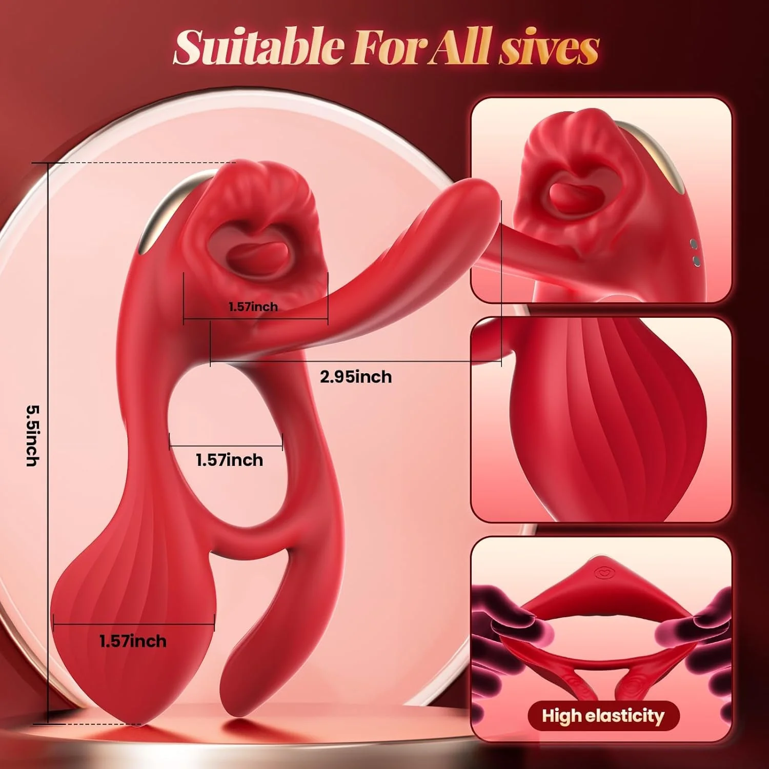 GoldenKiss Vibrating Cock Ring Licking 4 Motors 7 Modes - Image 6