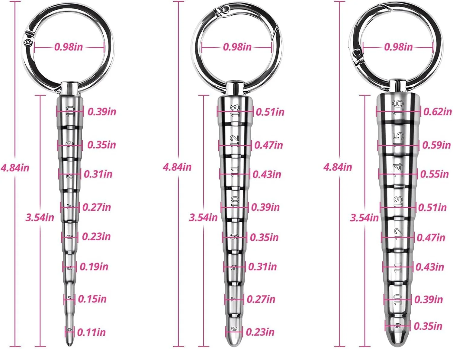 GradePro 3-Piece Graduated Steel Urethral Sound Set - Image 2