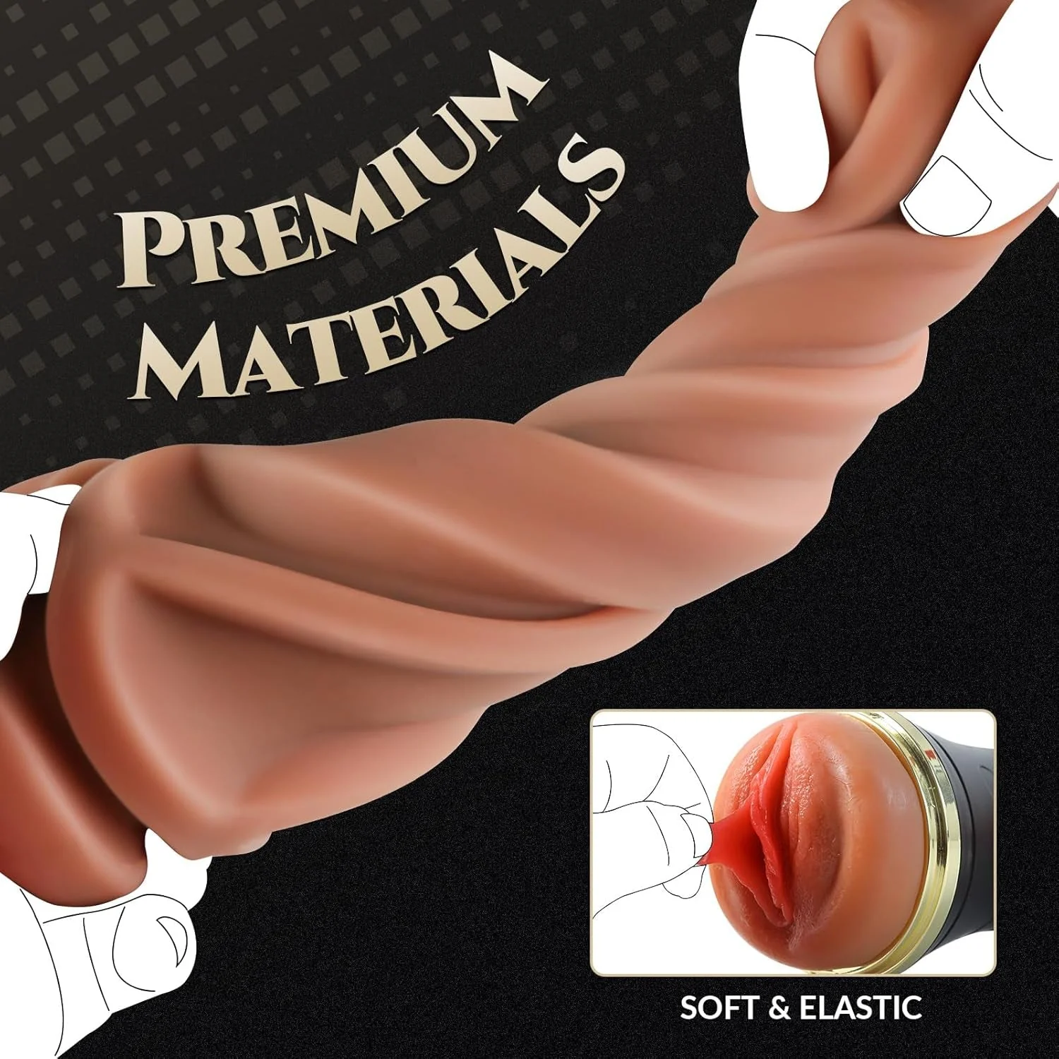 GripLuxe 7.5” Realistic Pocket Pussy Fleshlight Stroker - Image 4