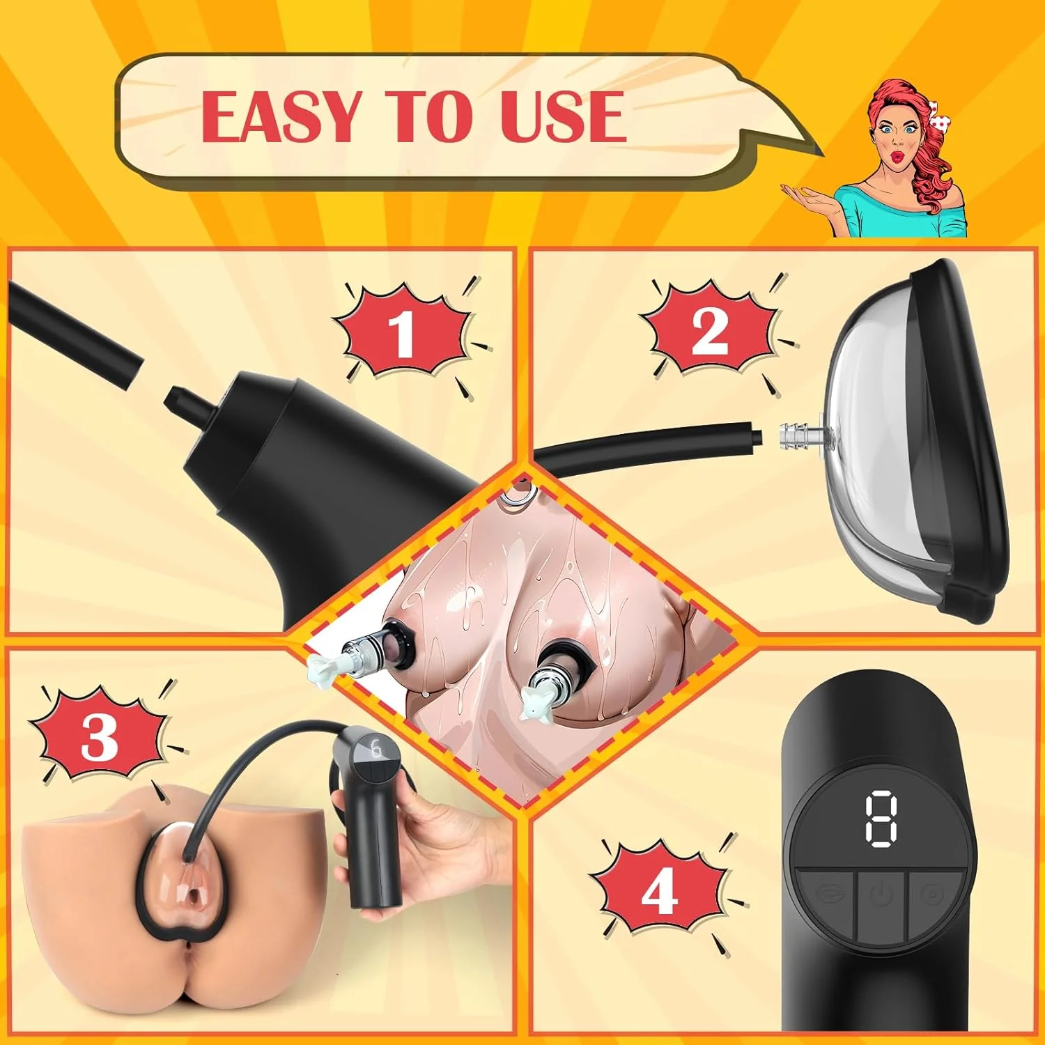 HatTrick Electric Pussy Pump Nipple Suckers Kit - Image 6