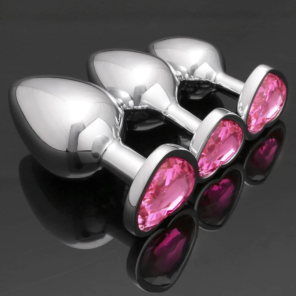 HeartGem 3-Piece Metal Heart Jewel Butt Plug Set - Image 2