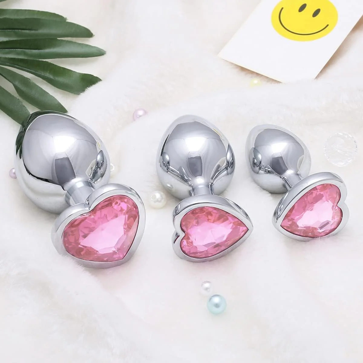 HeartGem 3-Piece Metal Heart Jewel Butt Plug Set - Image 3