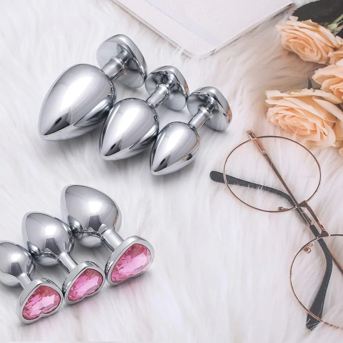 HeartGem 3-Piece Metal Heart Jewel Butt Plug Set - Image 4