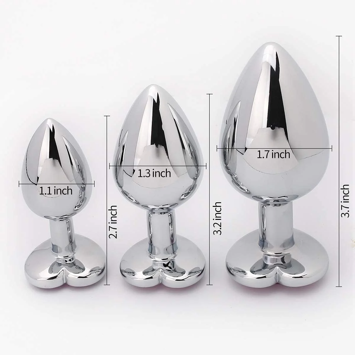 HeartGem 3-Piece Metal Heart Jewel Butt Plug Set - Image 5