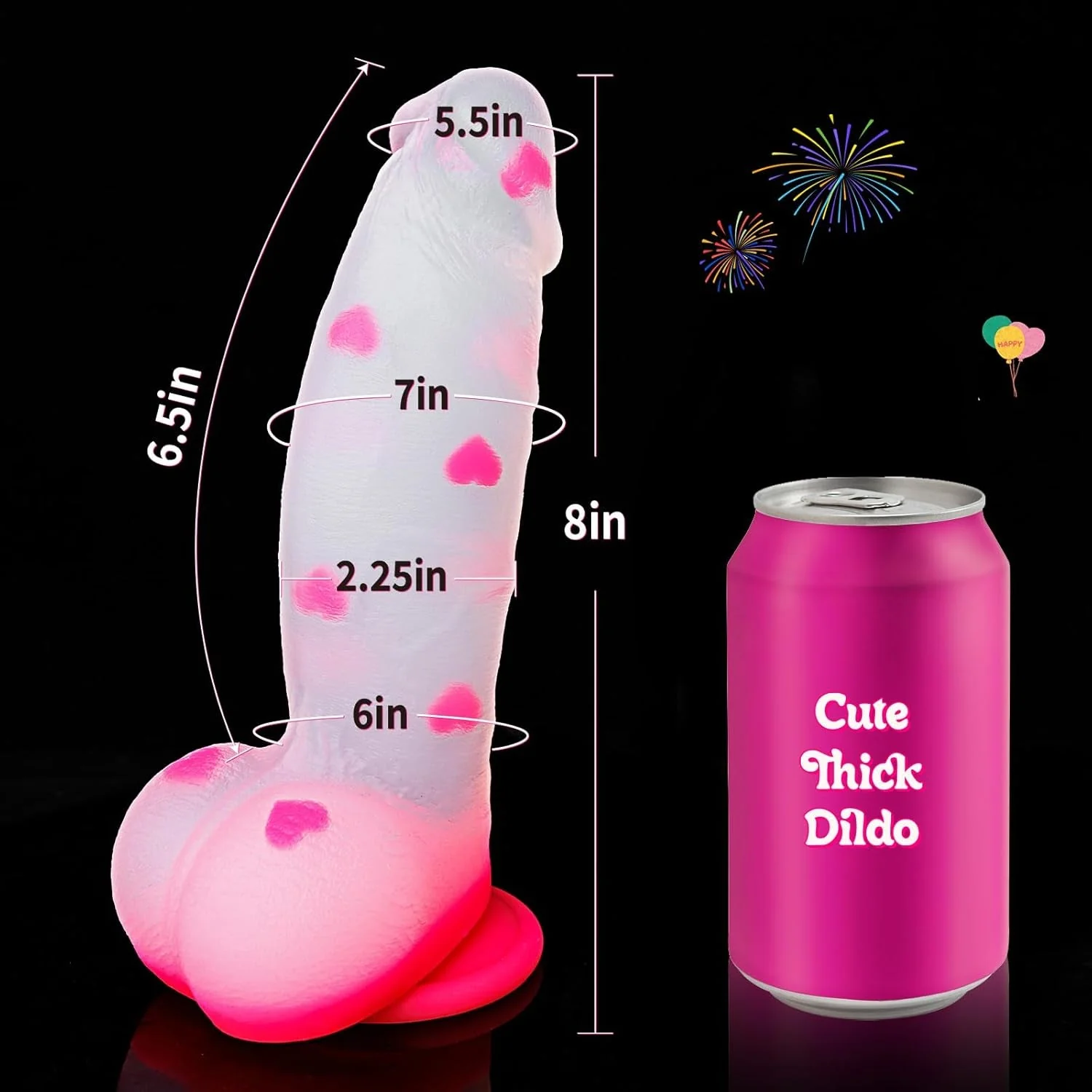 HeartThrob 8" Thick Clear Fantasy Heart Dildo - Image 6